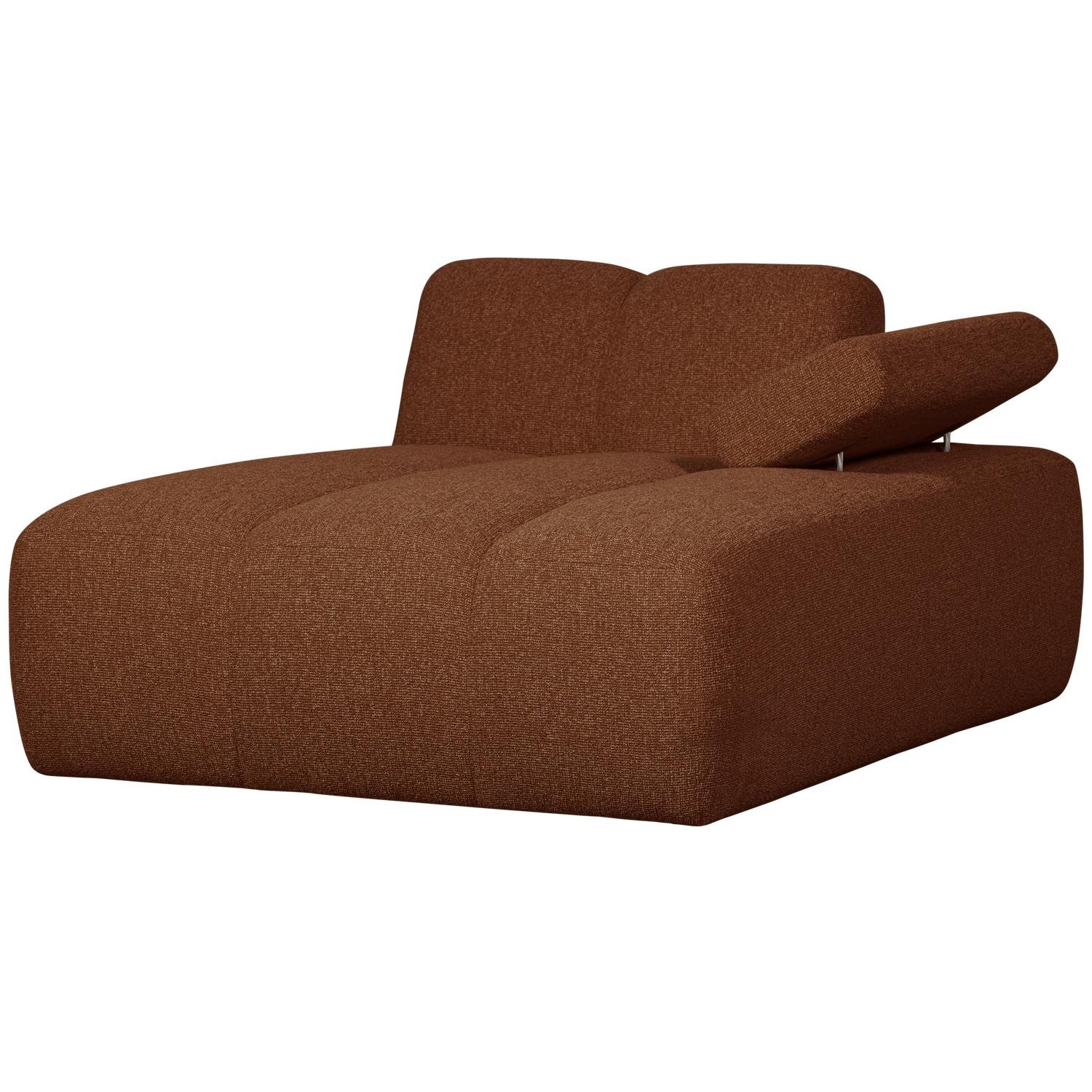 WOOOD Mojo Chaise Longue Elementenbank Rechts - Bouclé - Roest Bruin