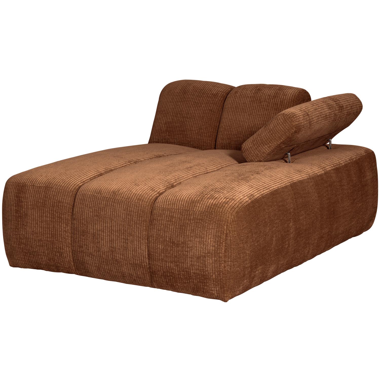 WOOOD Mojo Chaise Longue Elementenbank Rechts - Ribstof - Roest Bruin