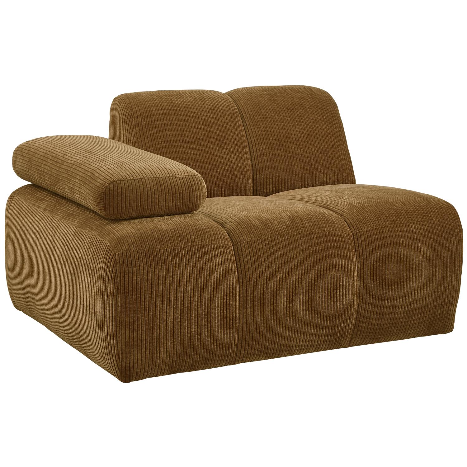 WOOOD Mojo 1-Zits Bank Met Arm Links - Ribstof - Geel - 74x120x97
