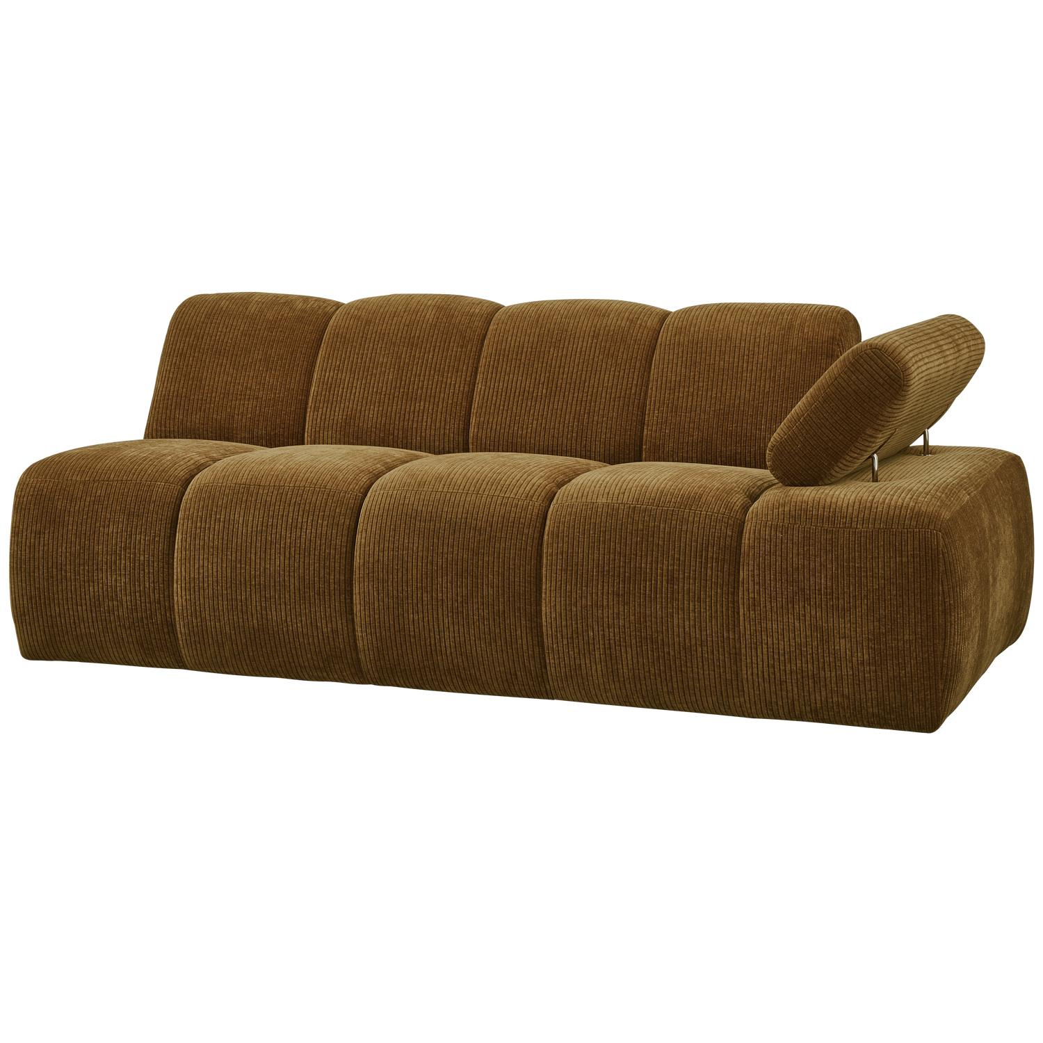 WOOOD Mojo 2-Zits Bank Met Arm Rechts - Ribstof - Geel - 74x200x97