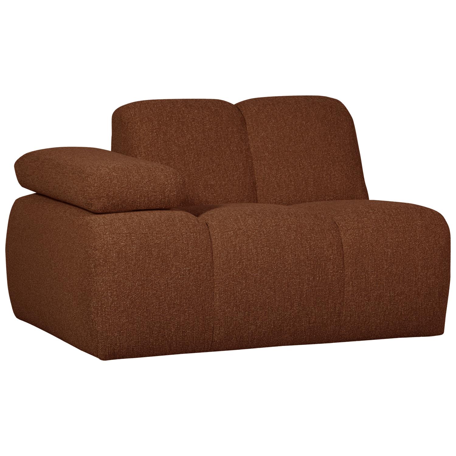 WOOOD Mojo 1-Zits Bank Met Arm Links - Bouclé - Roest Bruin Melange