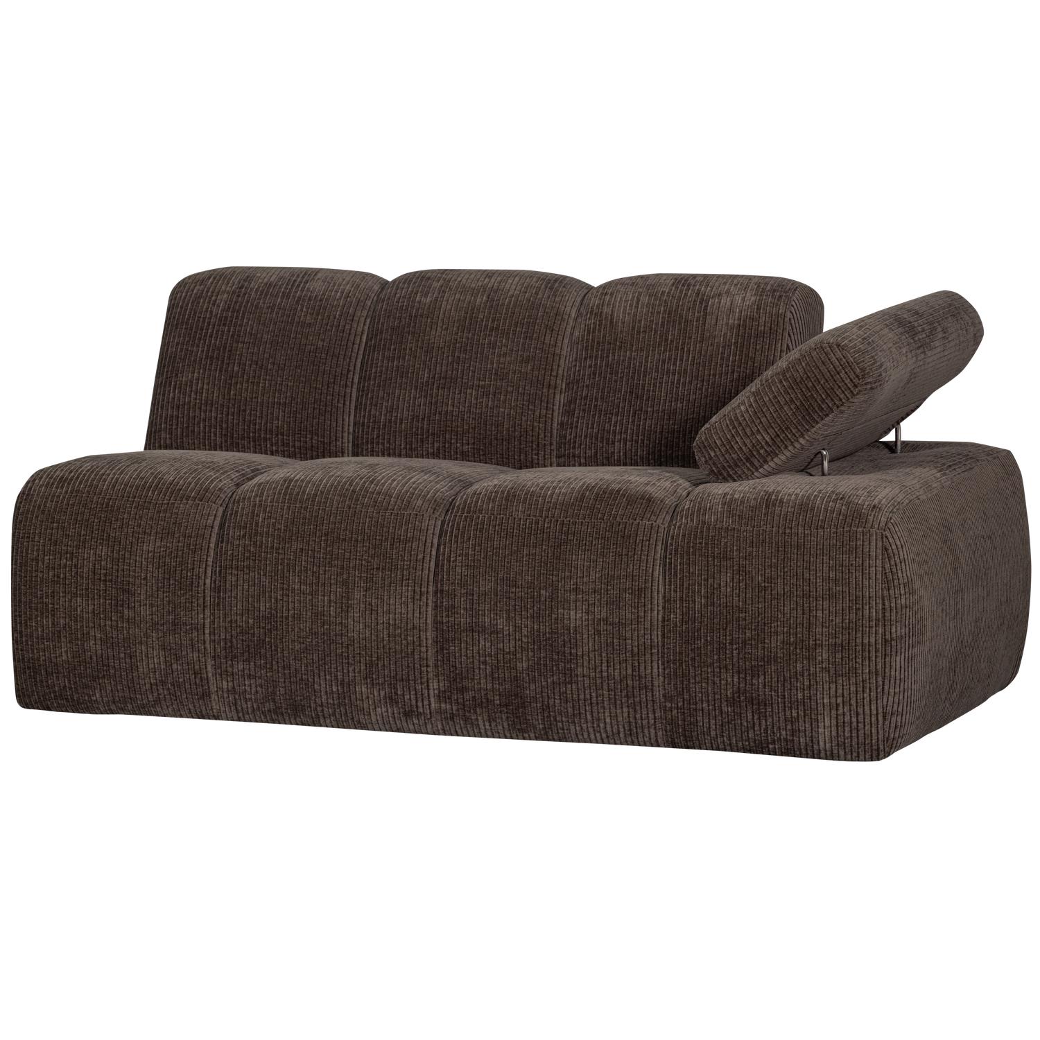 WOOOD Mojo 1,5-Zits Bank Met Arm Rechts - Ribstof - Bruin -74x160x67