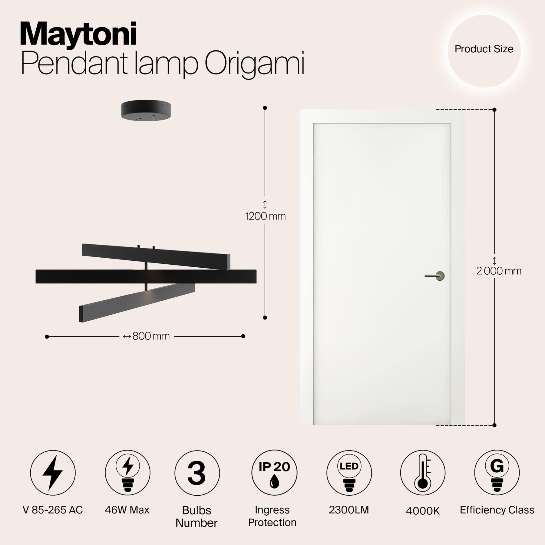 Maytoni - Hanglamp Origami - Zwart
