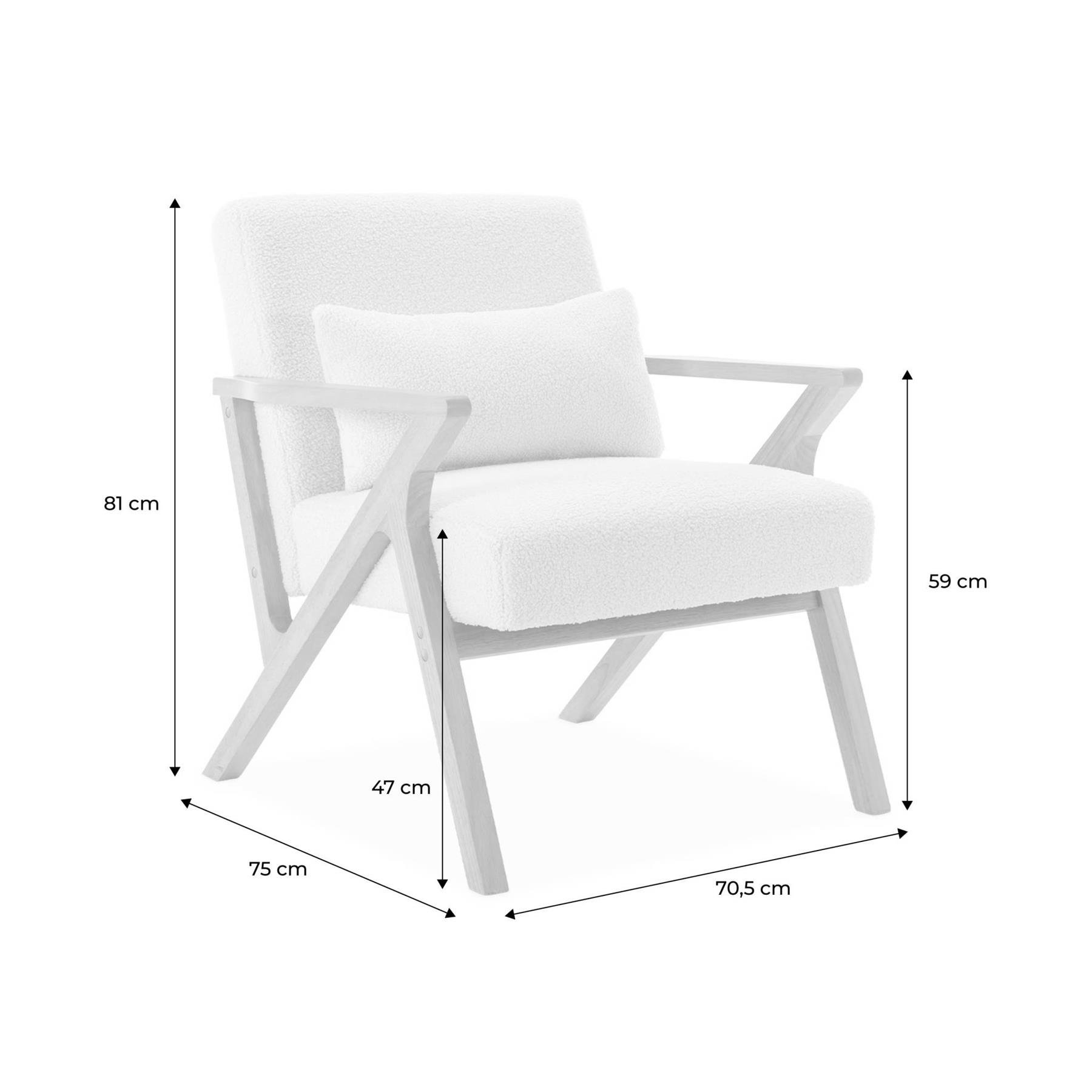sweeek - Scandinavische fauteuil in heveahout en bouclé