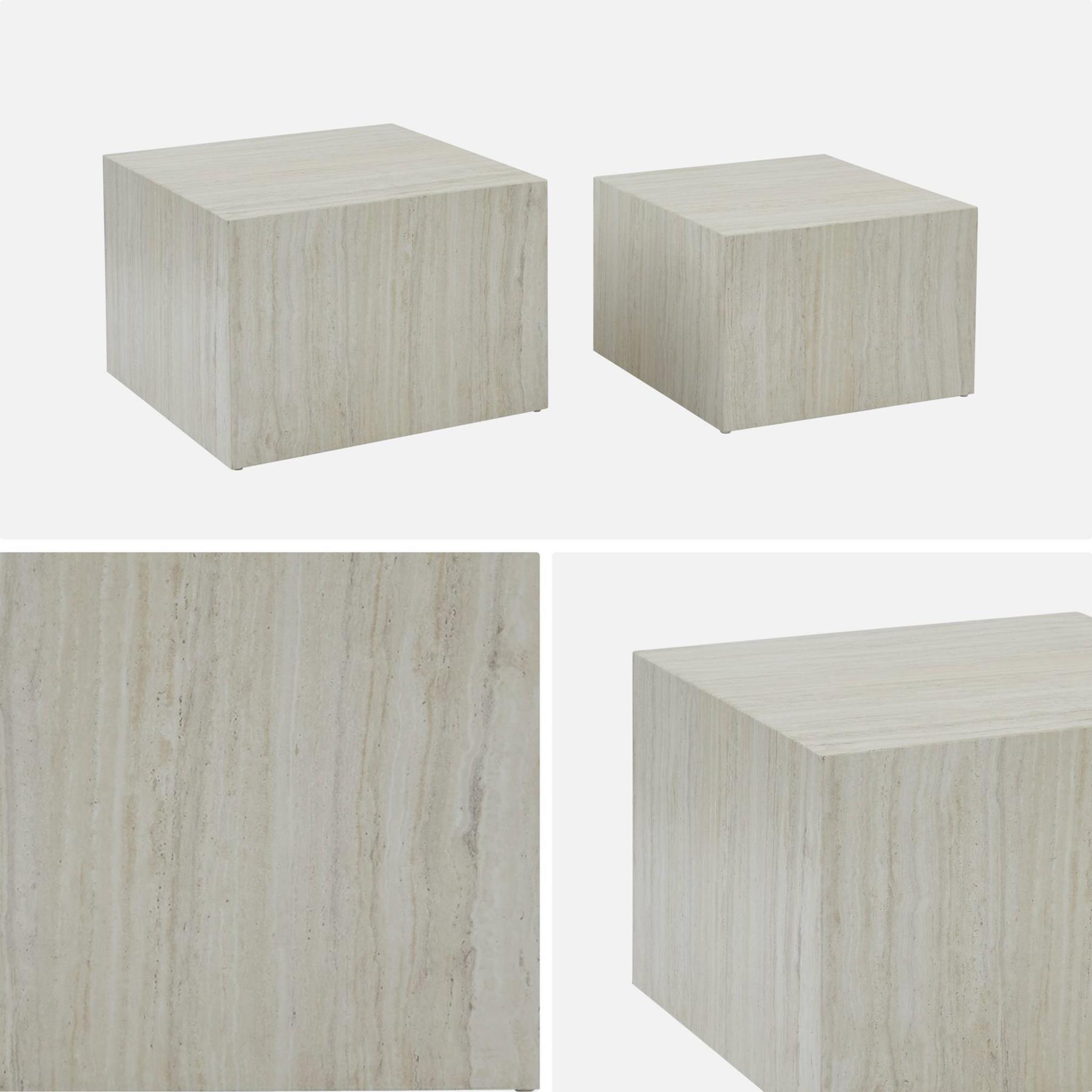 sweeek - Set van 2 vierkante salontafels met marmereffect