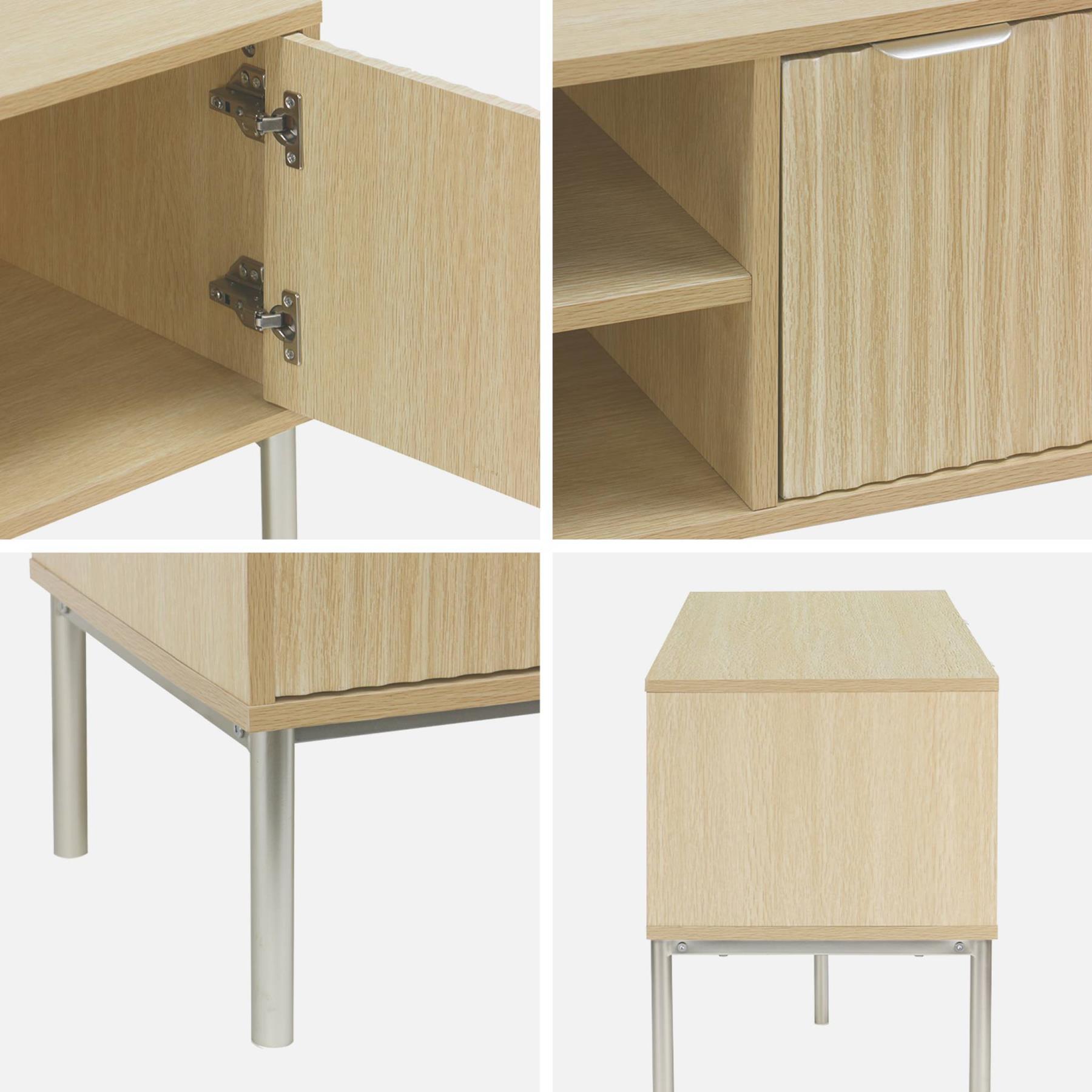 sweeek - TV-meubel van gegroefd hout en metaal, 2 deuren, 160cm