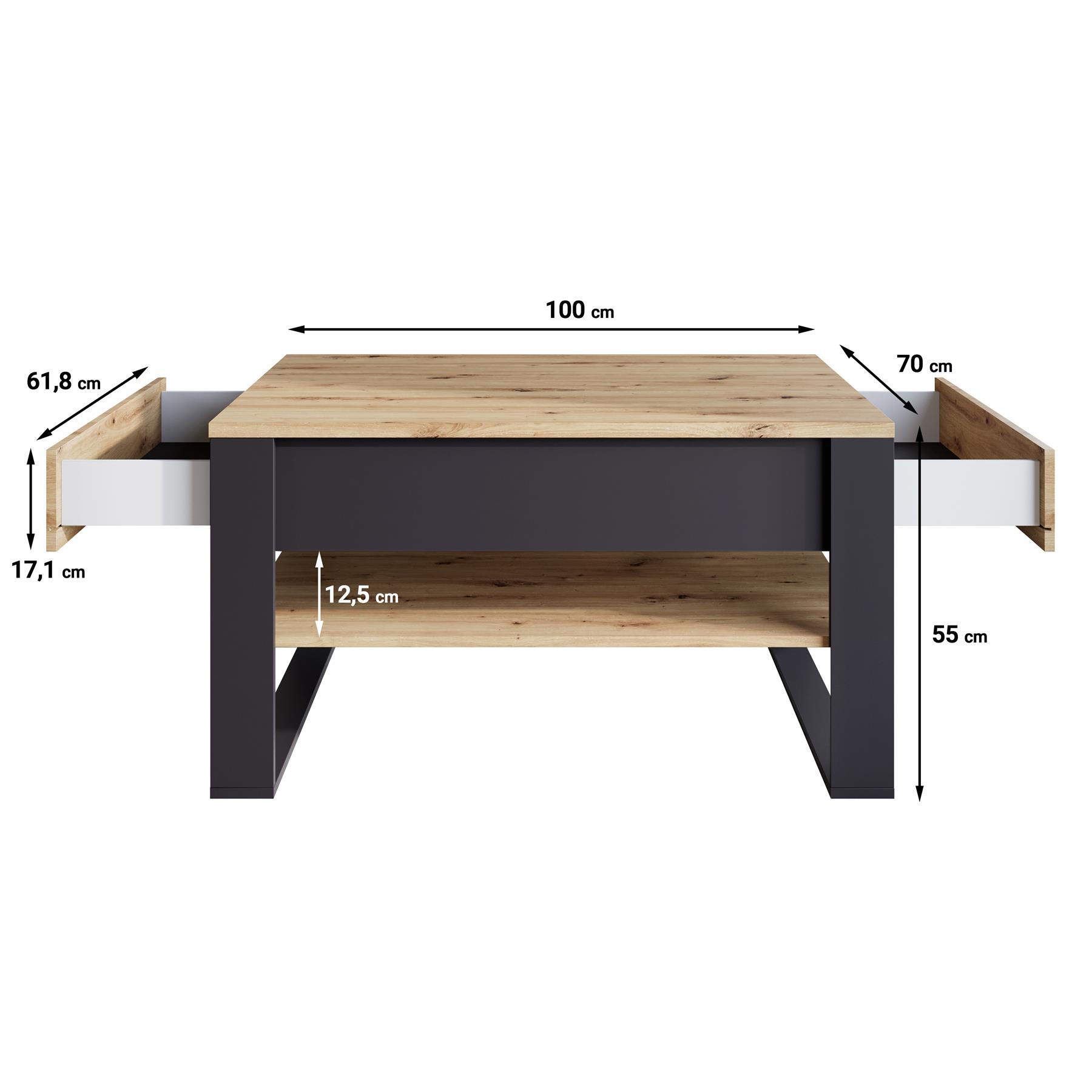 Meubella Salontafel Quincy - Eiken - 100 cm