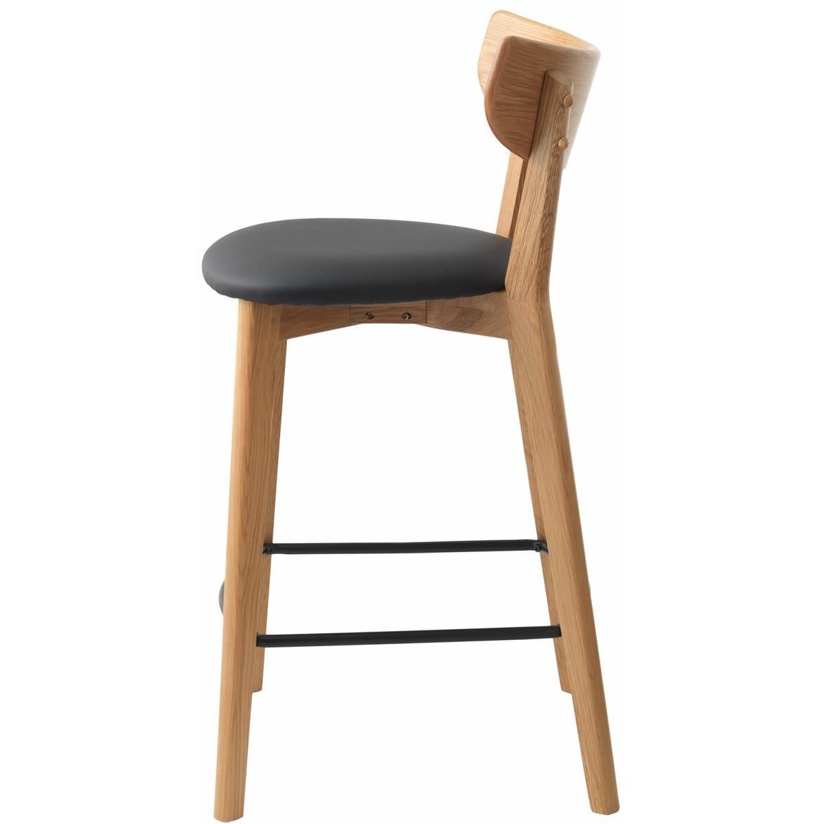 Hygge Interiors Pero Counterstoel Eiken | Zwart PU-Leer set van 2