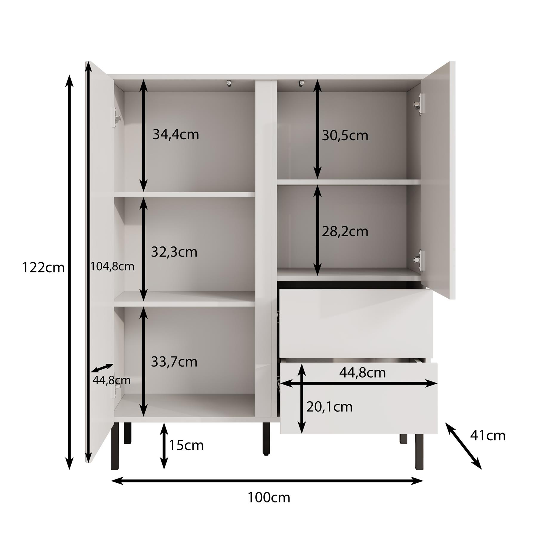 Meubella Dressoir Margareth - Eiken - 100 cm - Hoog