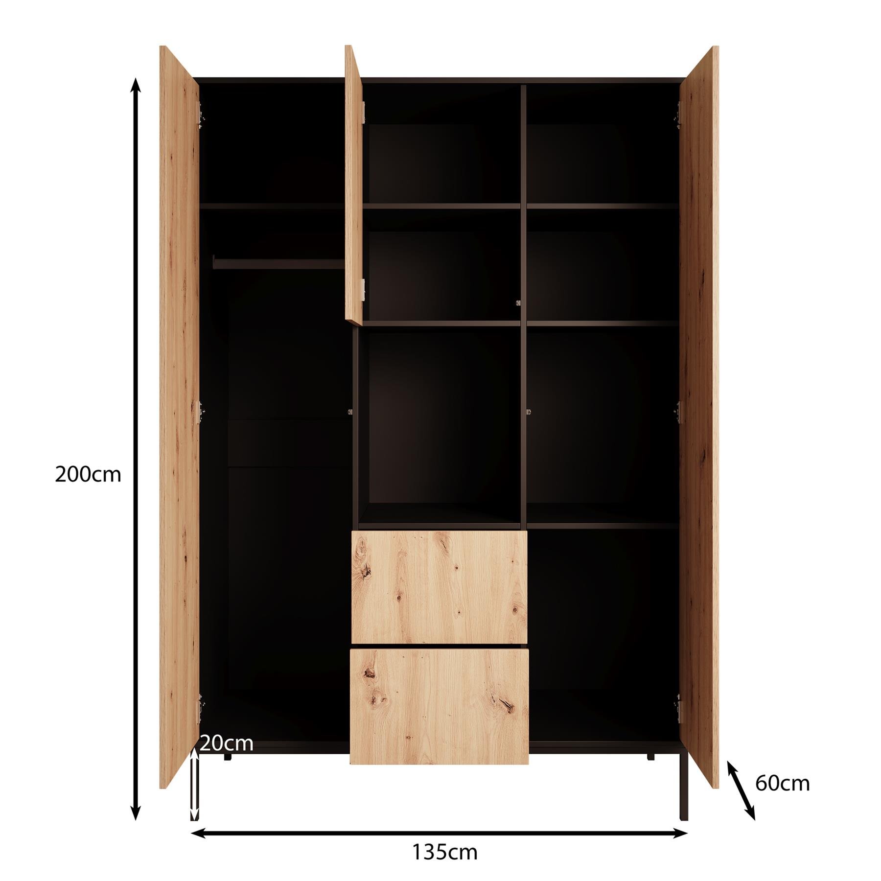 Meubella Kledingkast Lagos - Eiken - 135 cm