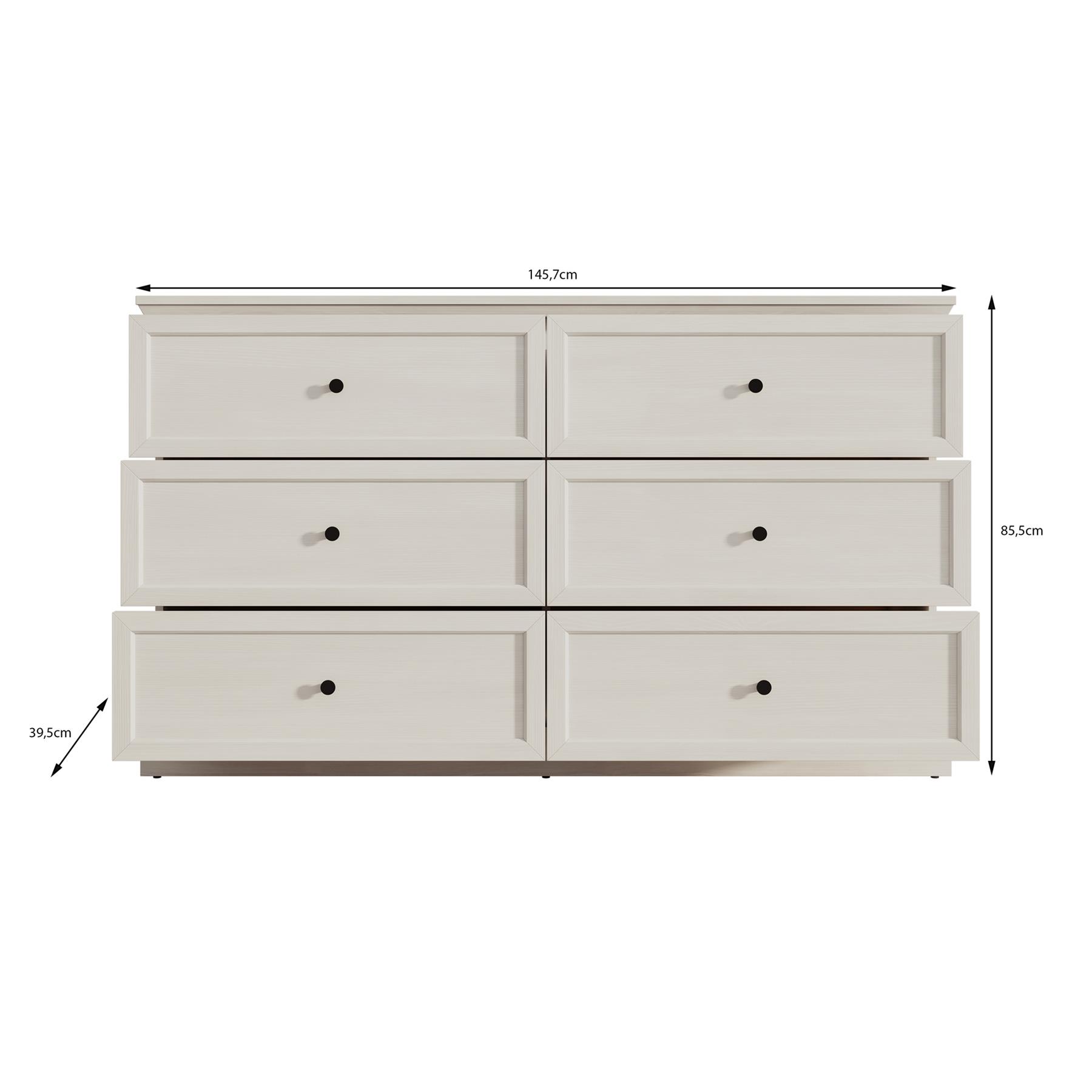 Meubella Ladekast Leroy - Wit eiken - 146 cm