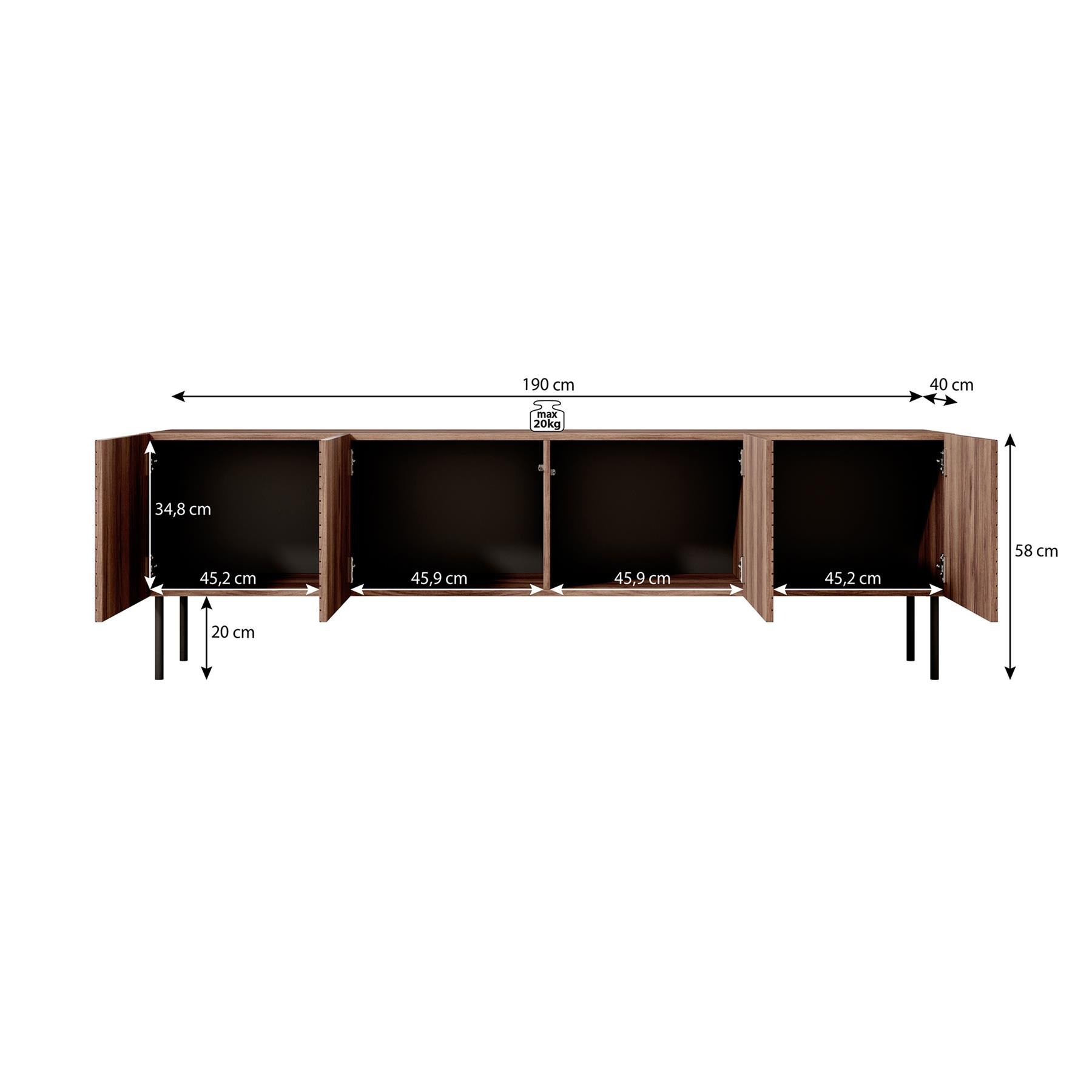 Meubella TV-Meubel Adelaide - Eiken - 190 cm
