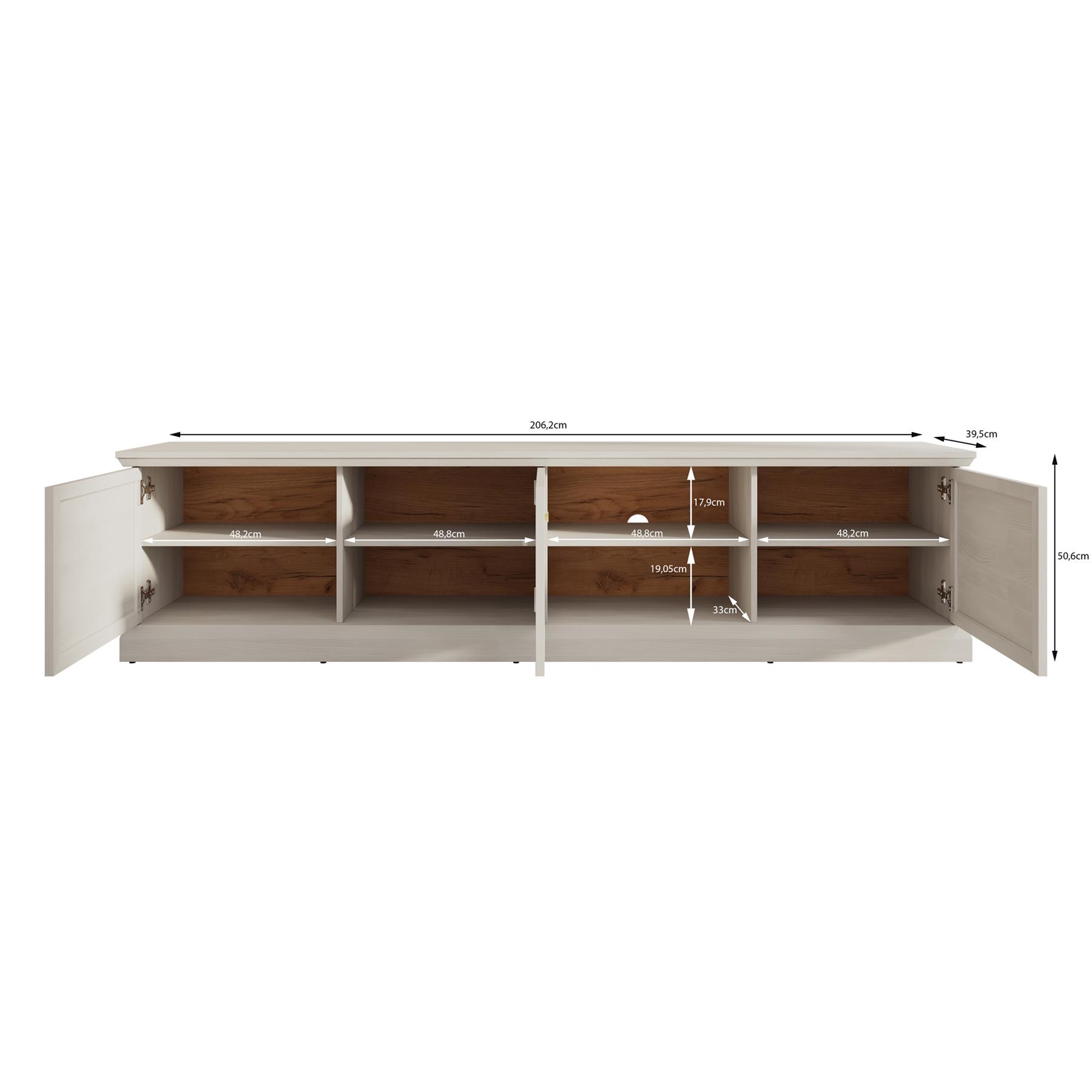 Meubella TV-Meubel Leroy - Zwart eiken - 206 cm