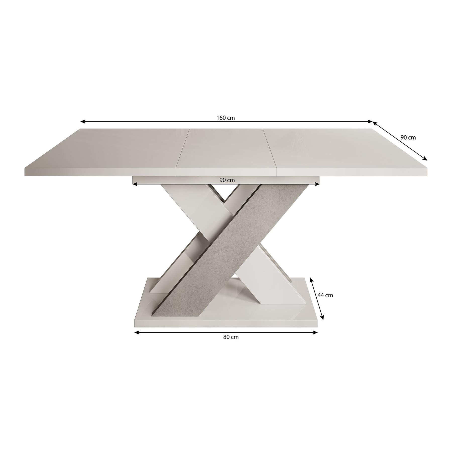 Meubella Eetkamertafel Xandra - Wit hoogglans - 160 cm - Uitschuifbaar