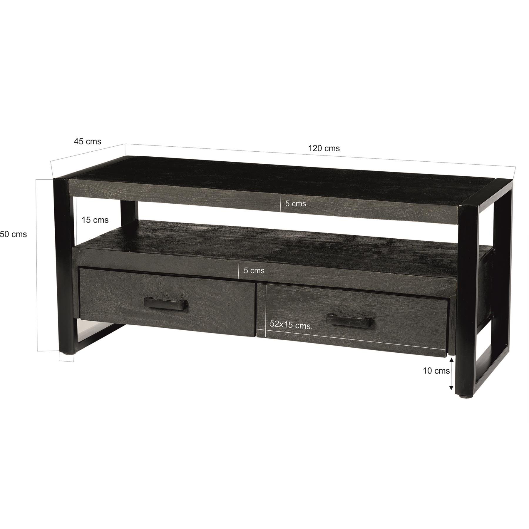 Livingfurn - Tv-Meubel Zwart Mangohout - 120x45x50cm - Norris