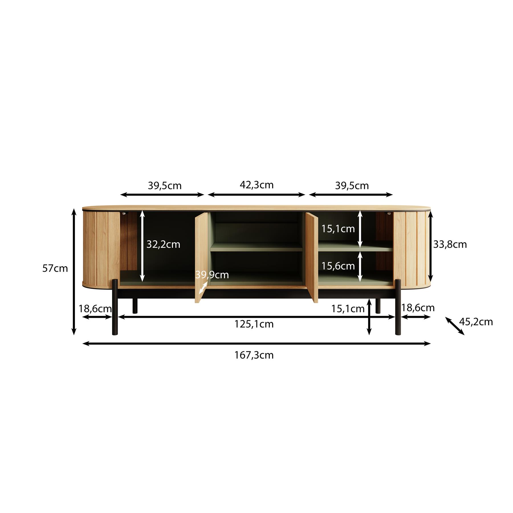 Meubella TV-Meubel Royale - Eiken - 168 cm