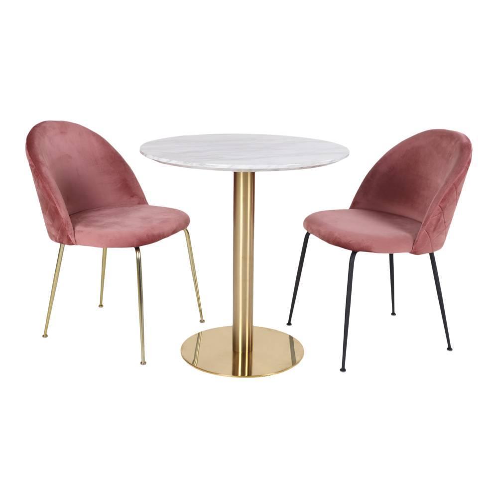 House Nordic Bolzano Marmer Eettafel Wit | Goud Ø90 cm