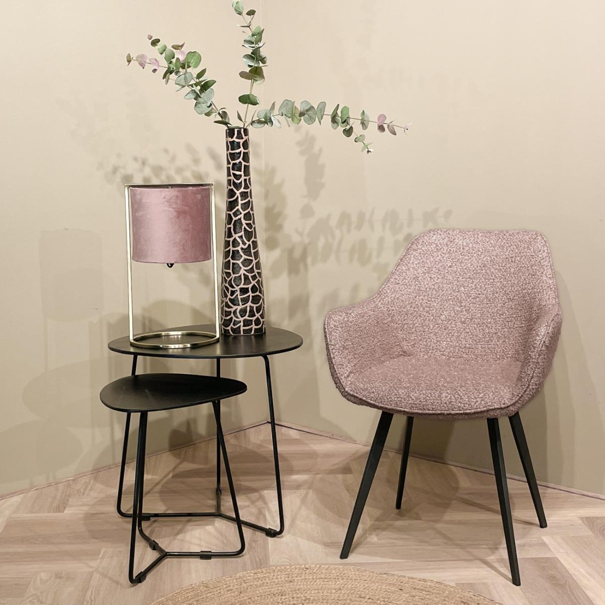 Livingfurn - Luca eetkamerstoel - boucle - roze