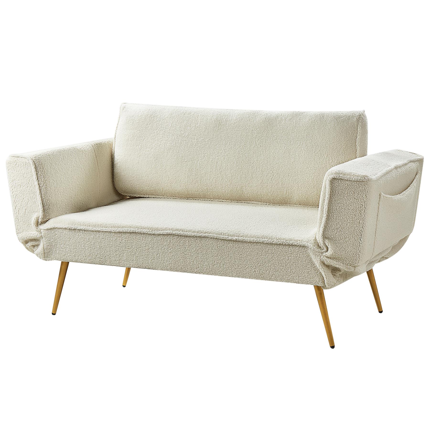 Beliani - SAARELA - Slaapbank - Wit - Bouclé