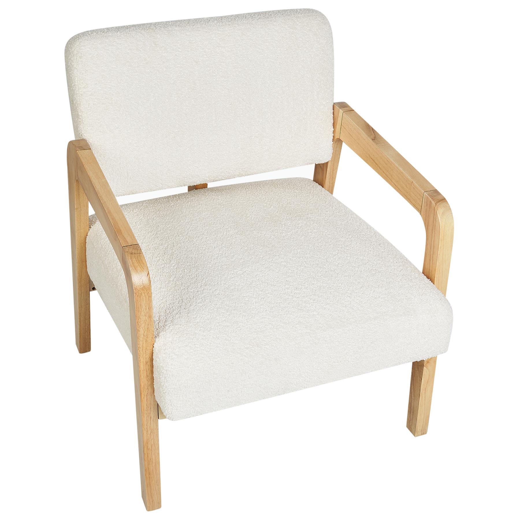 Beliani - HJO - Fauteuil - Wit - Bouclé