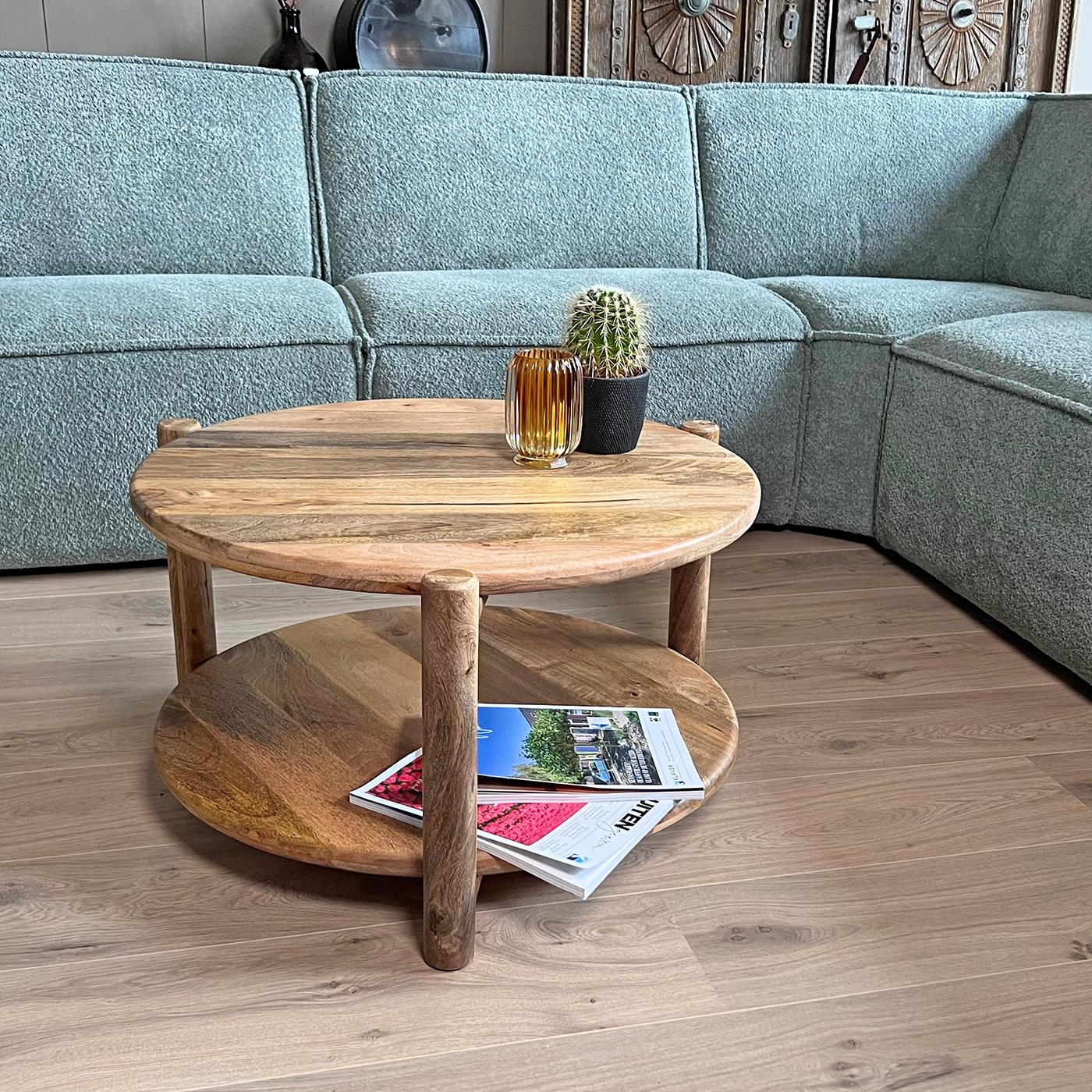 Old Inn - Mango salontafel naturel rond 65 cm