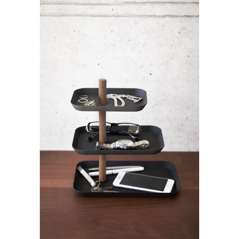 Yamazaki Accessoirestandaard met Draaibare Trays - Rin - Zwart