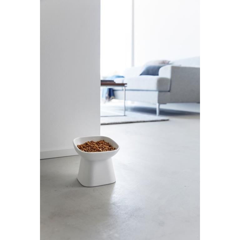Yamazaki Voerbak Kat | Hond - Schuin - Keramisch - Tower - Wit