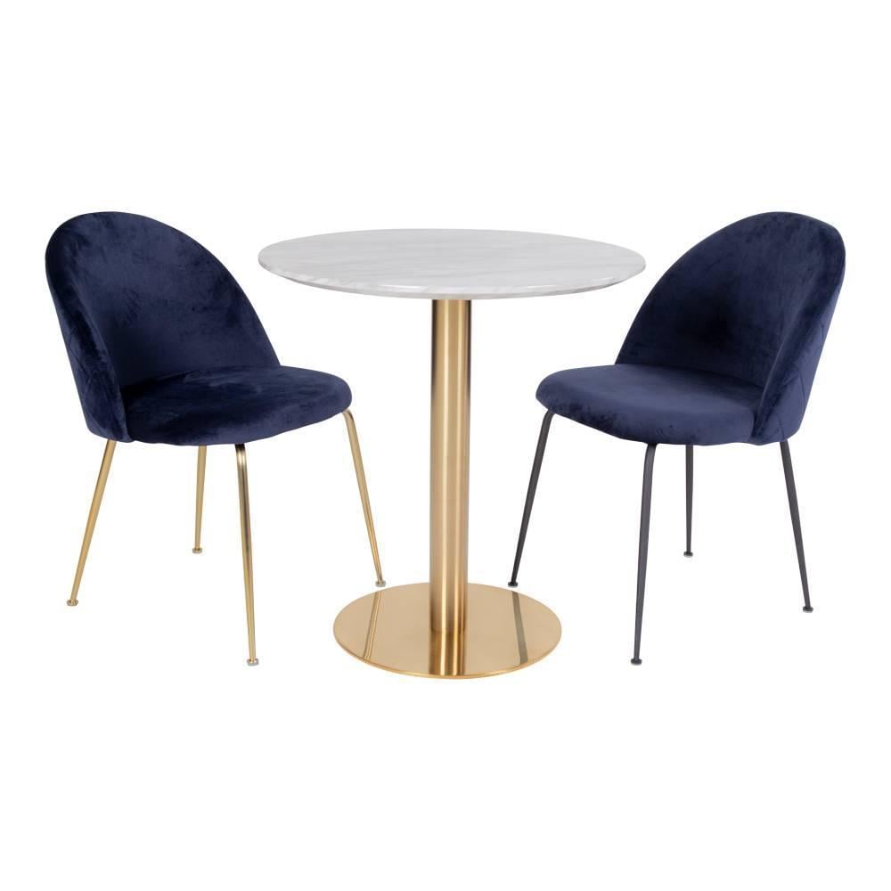 House Nordic Bolzano Marmer Eettafel Wit | Goud Ø90 cm