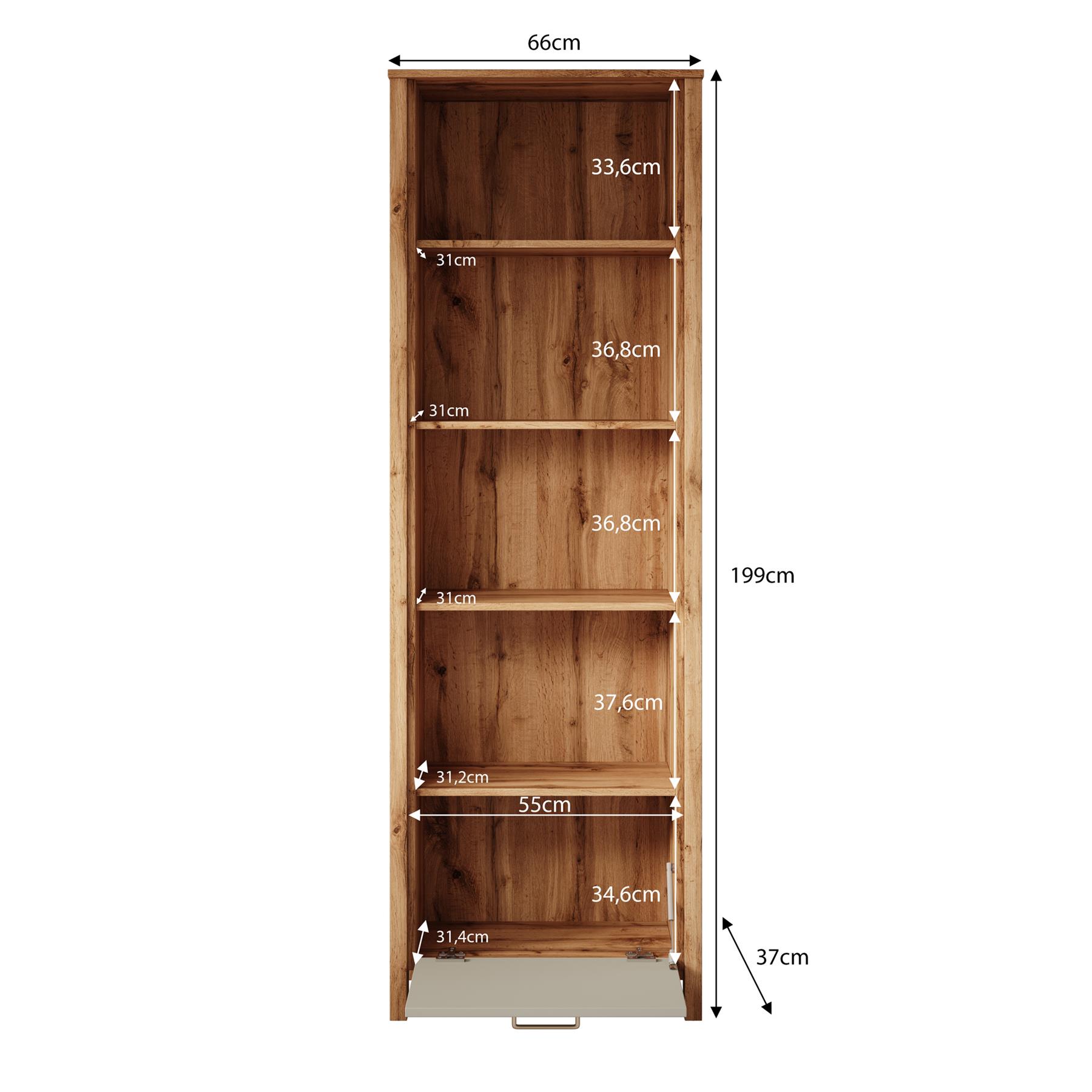 Meubella Boekenkast Isaac 3 - Eiken - 66 cm