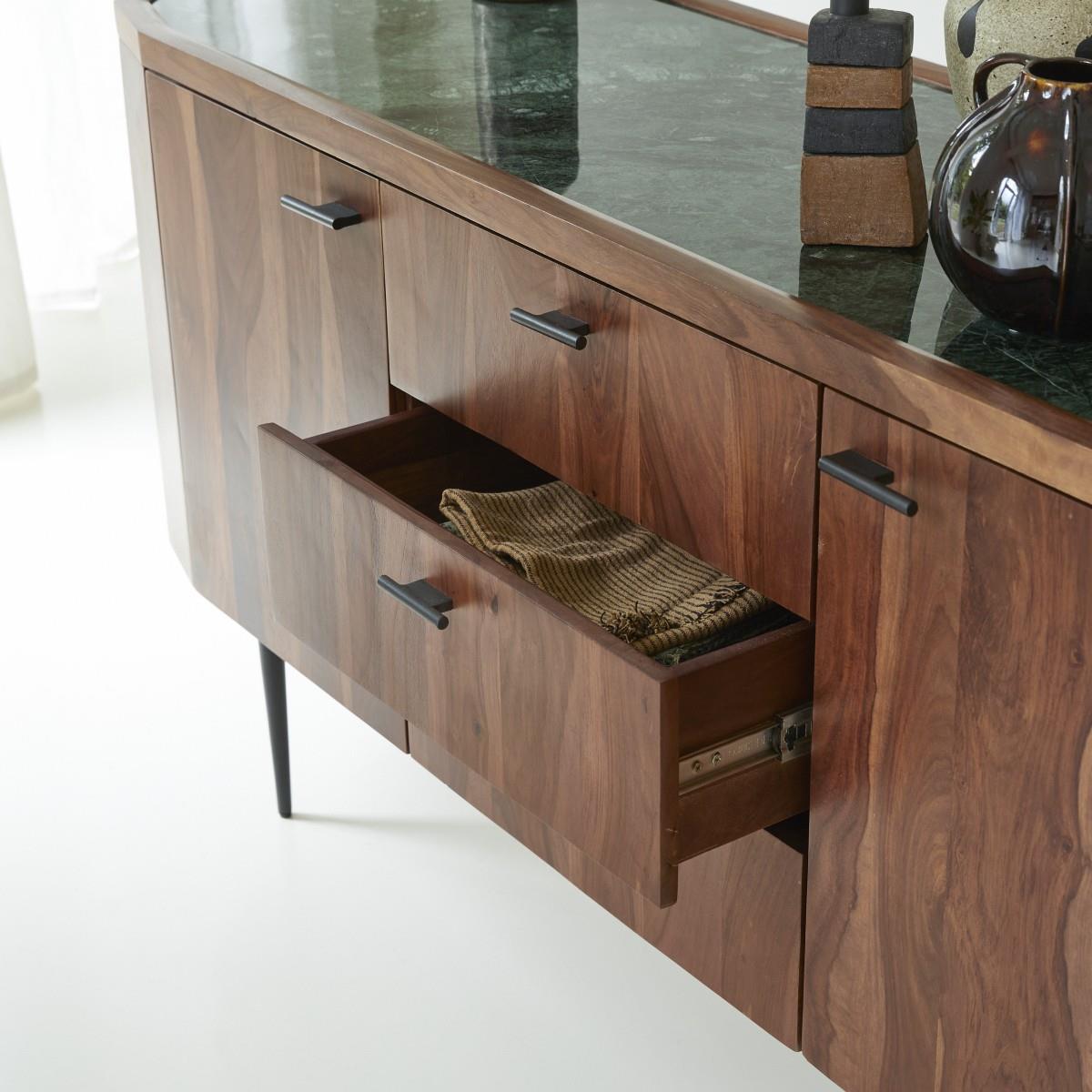 Tikamoon - Jade - Buffet in massief palissander en marmer 175 cm
