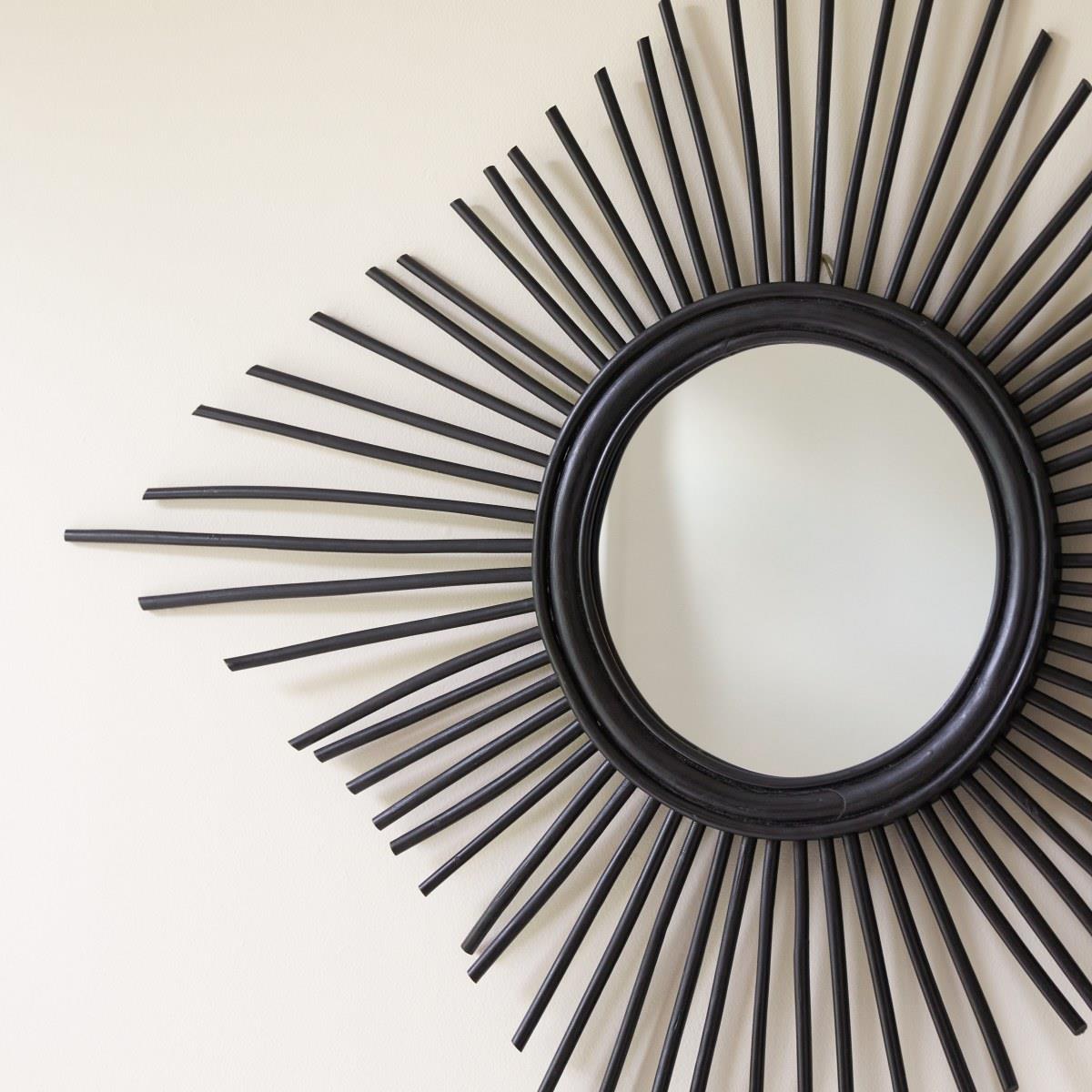 Tikamoon - Isidore - Zwarte rotan spiegel 80 cm