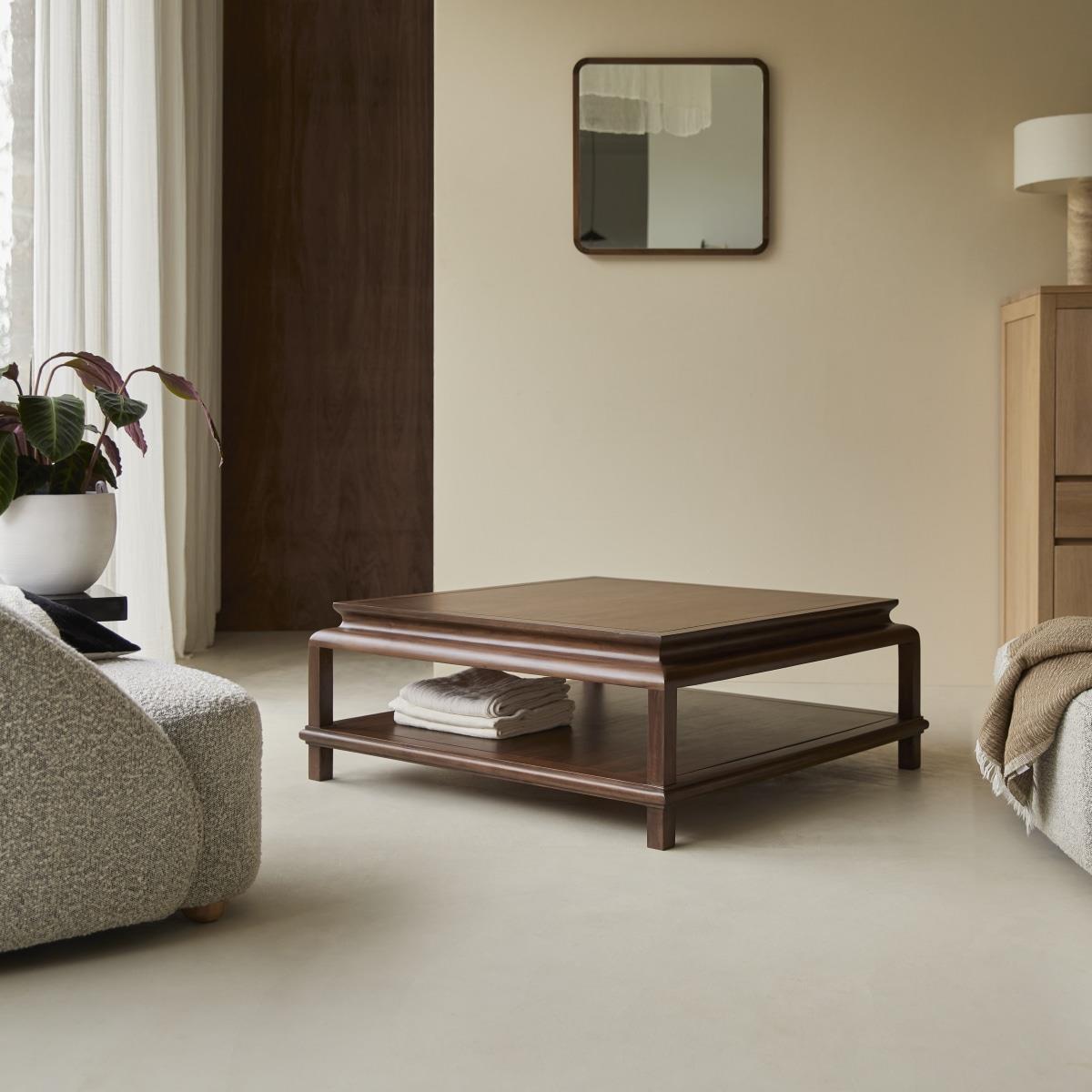 Tikamoon - Vierkante salontafel van massief acacia 103 cm Achille