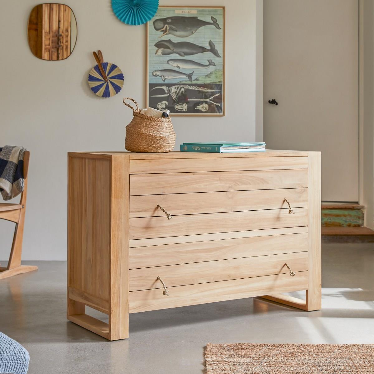 Tikamoon - Minimalys - Kindercommode van massief teakhout