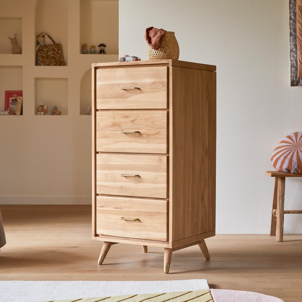 Tikamoon - Kort - Kindercommode van massief teakhout