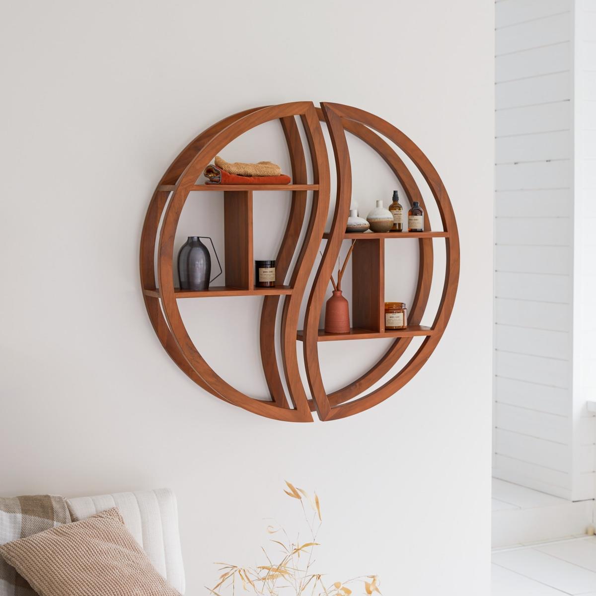 Tikamoon - Ying Yang - Wandplank van massief teakhout