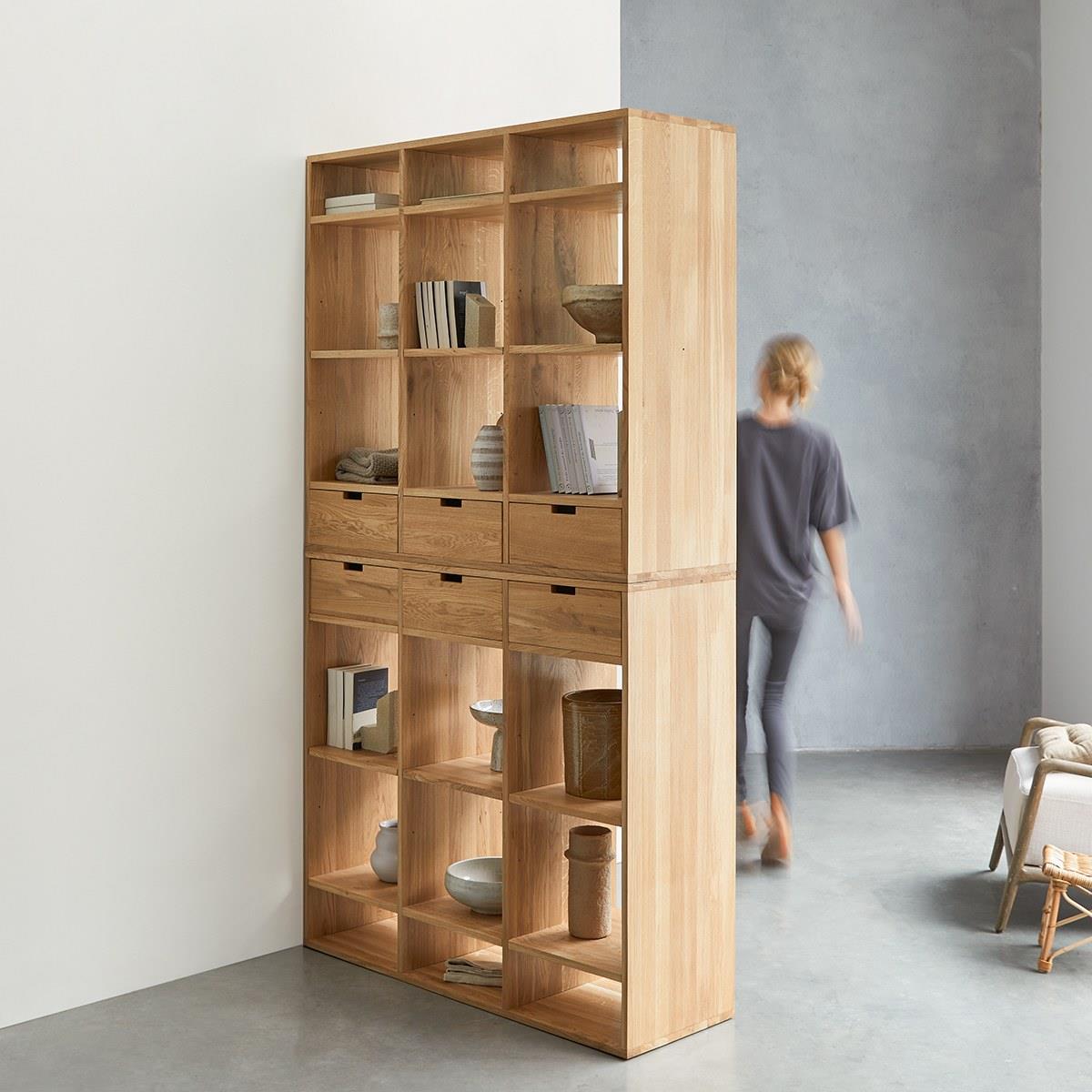 Tikamoon - Miho - Massief eiken hoge boekenkast