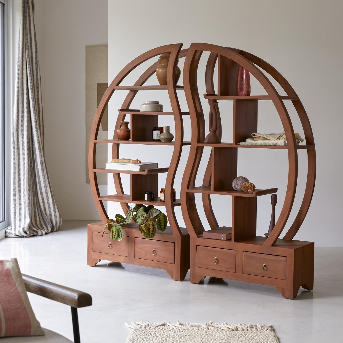 Tikamoon - Ying Yang - Massief teakhouten boekenkast