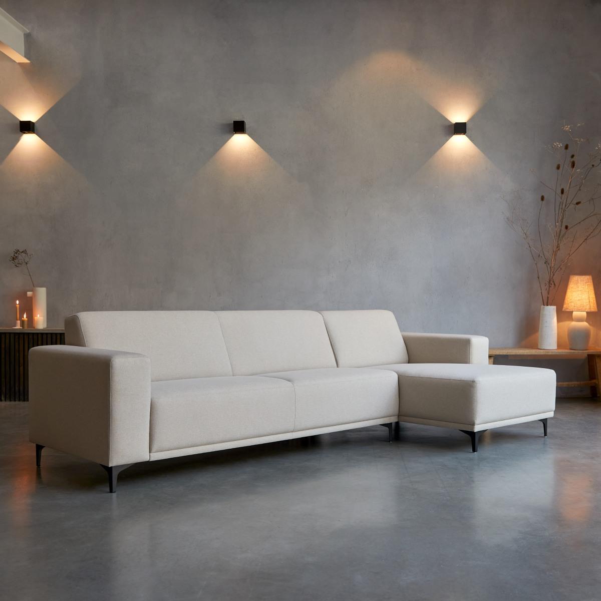 Tikamoon - Lars - Hoekbank rechts in ecru stof 300 x 150 cm
