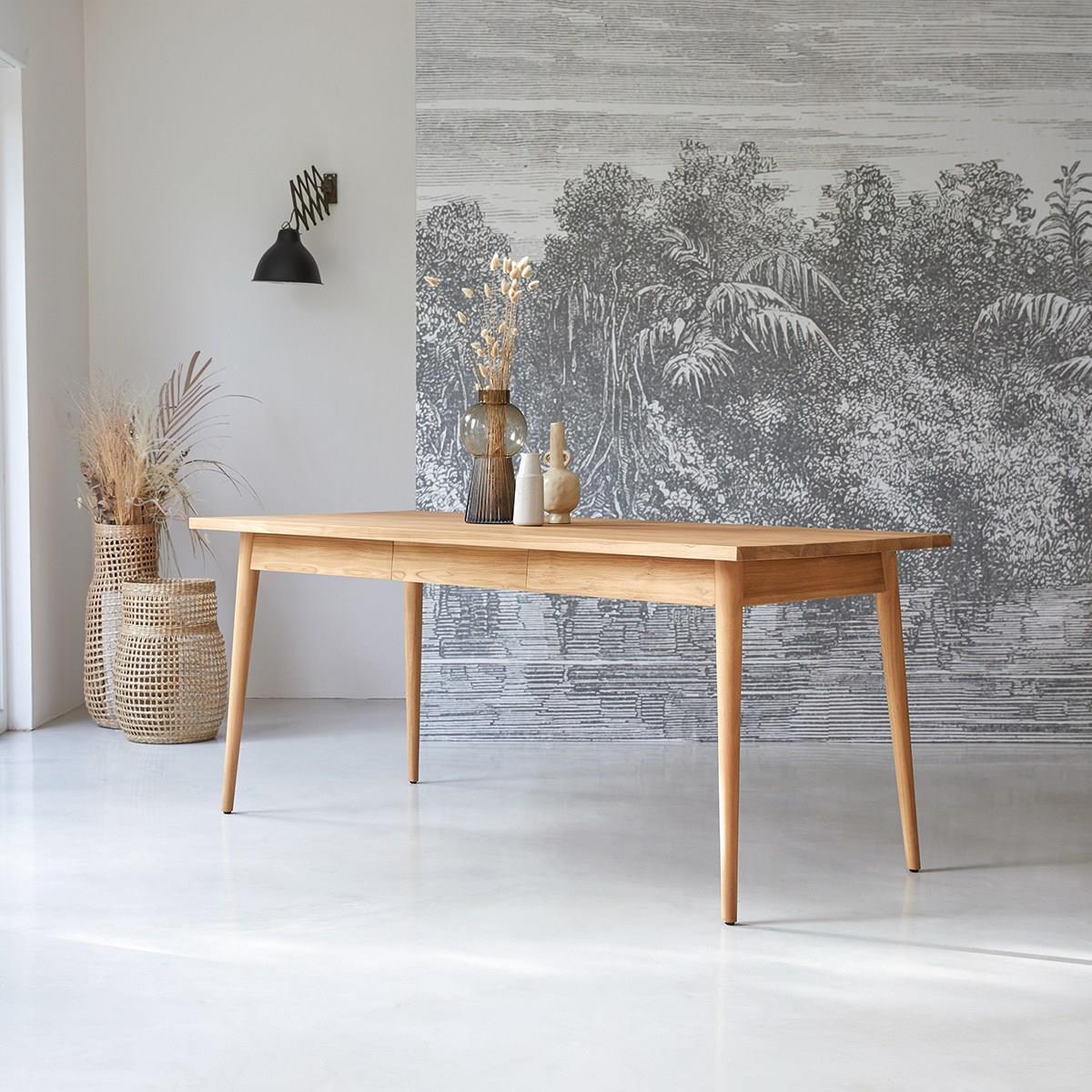 Tikamoon - Jonàk - Massief teakhouten eettafel voor 6|8 personen.