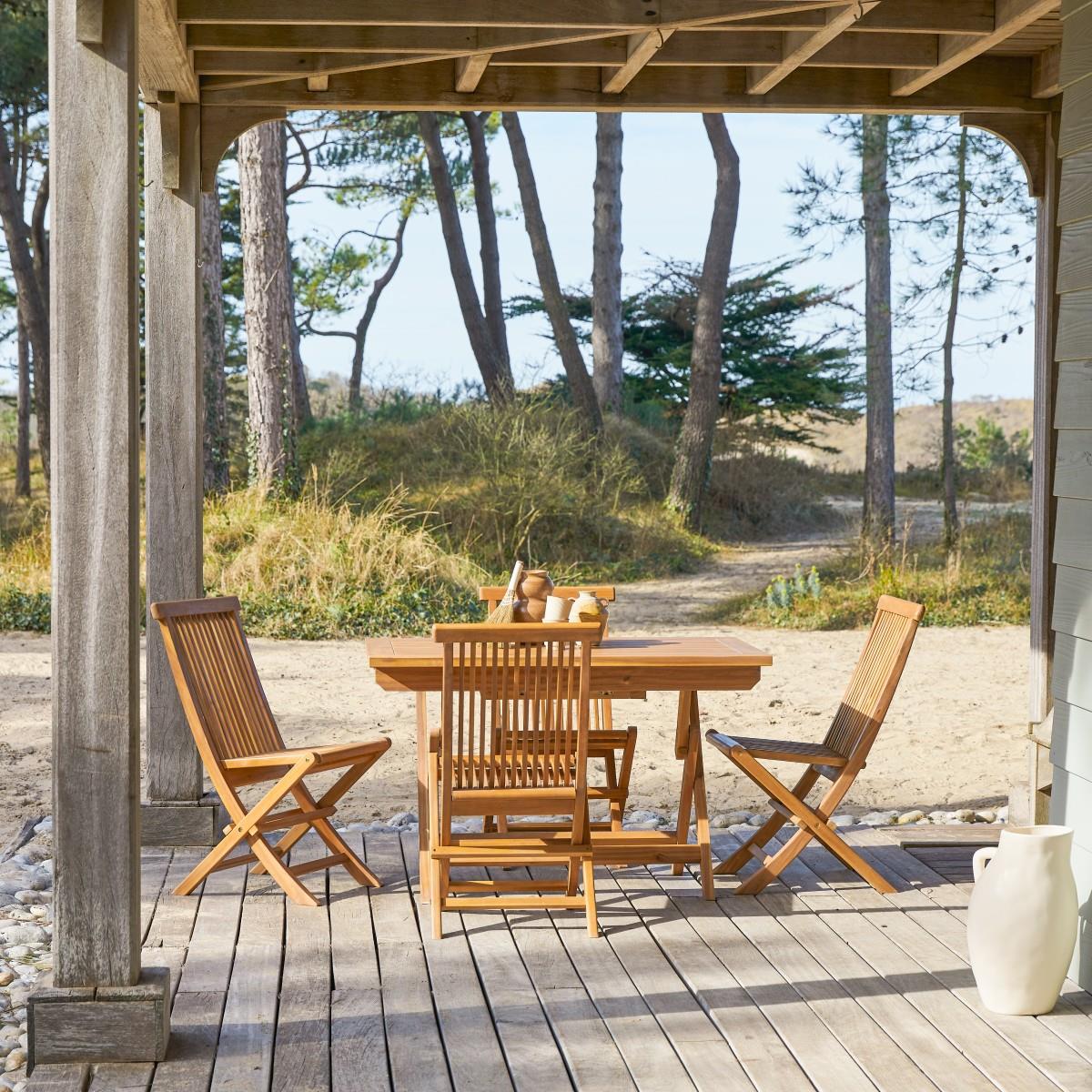 Tikamoon - Capri - Massief acaciahouten tuinset 4 stoelen