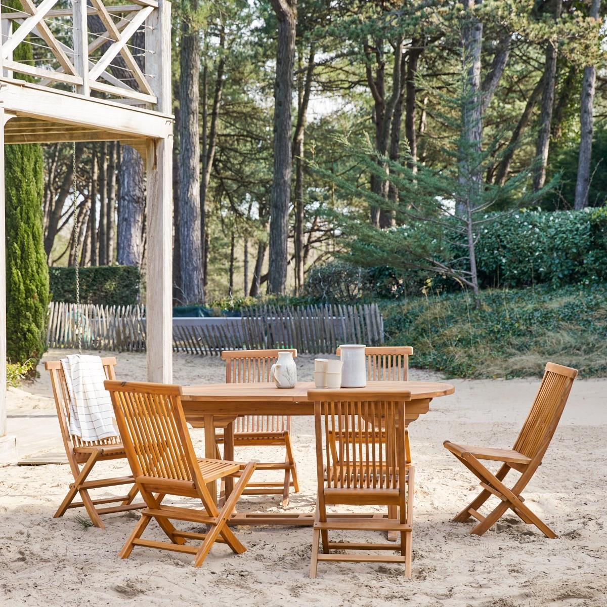 Tikamoon - Capri - Ovale tuinset in massief acaciahout met 6 stoelen