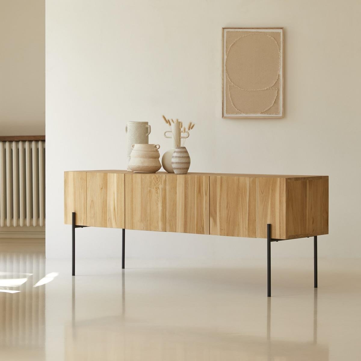 Tikamoon - Honorine - Massief teakhouten hoog tv-meubel 170 cm