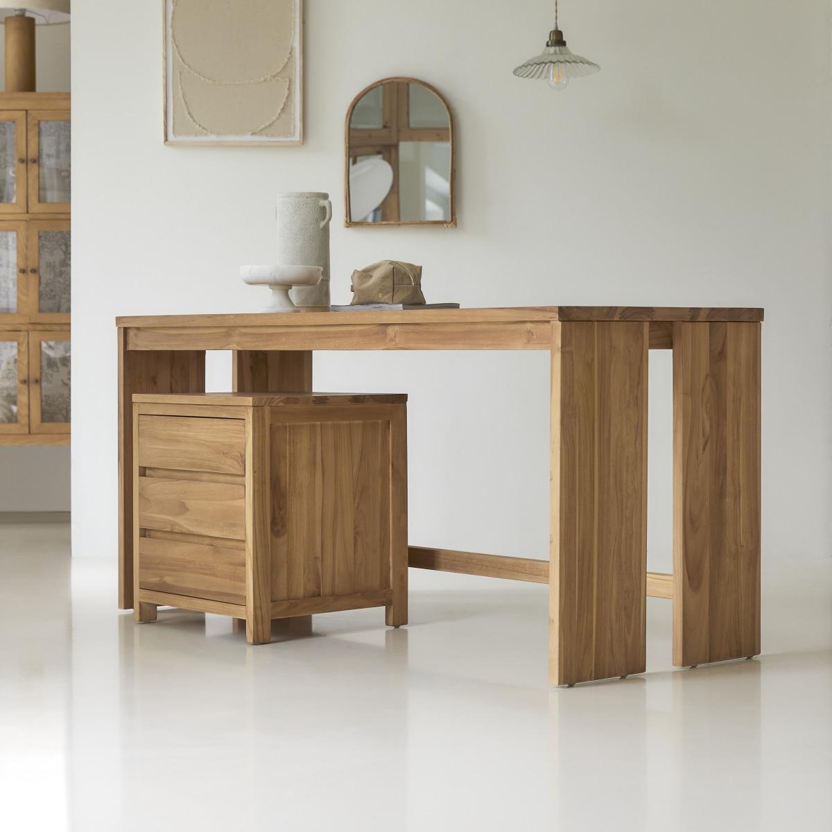 Tikamoon - Eden - Bureau van massief teak met opbergkastje