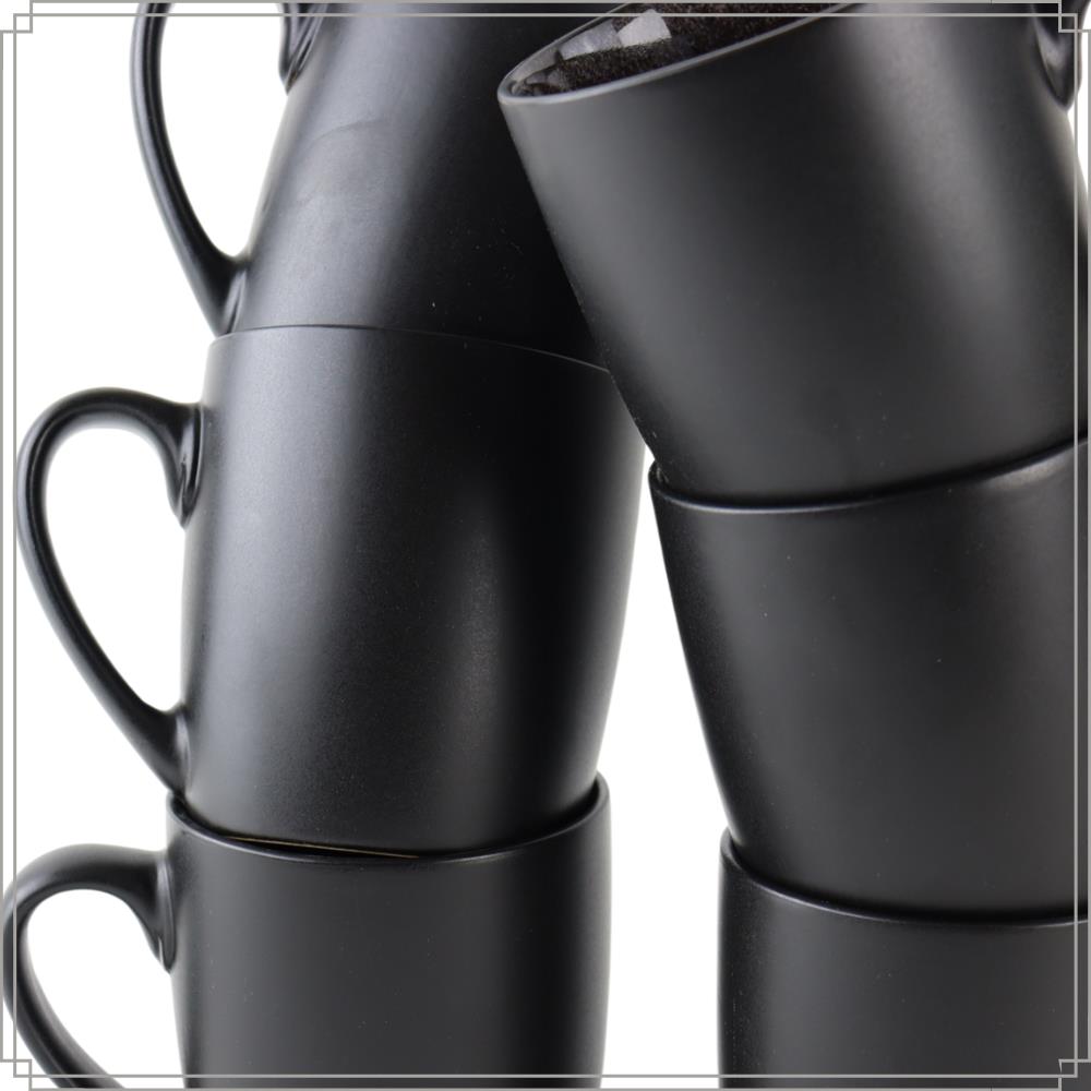 OTIX KoffieKopjes Koffiemokken Set van 6 Koffietassen Zwart Mat 350...