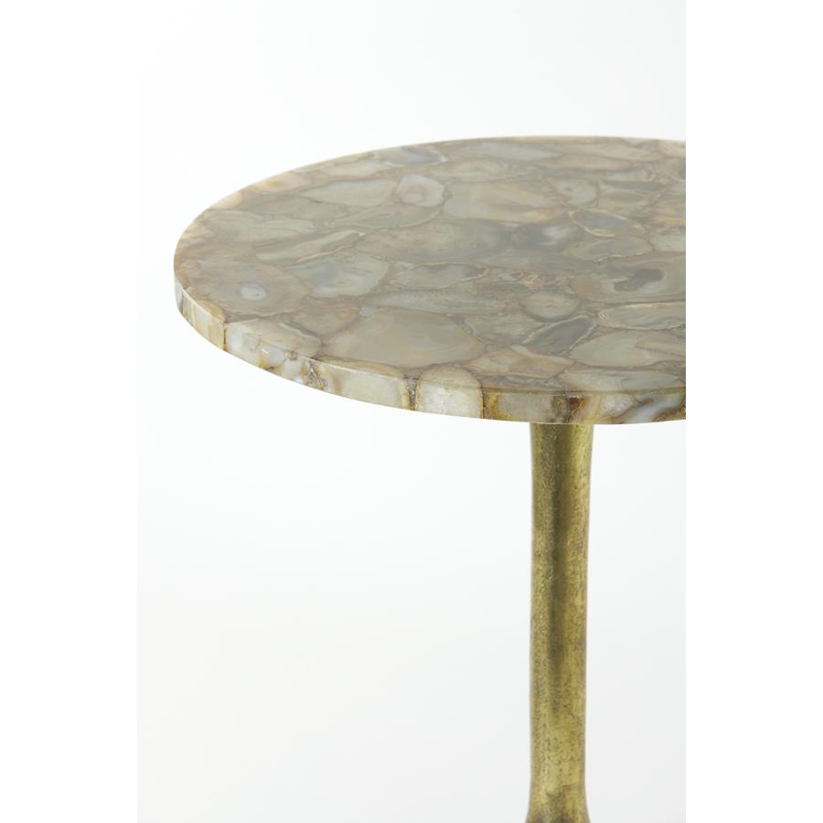 Light&living Bijzettafel Ø48x53 cm RICKERD geel agaat+antiek brons