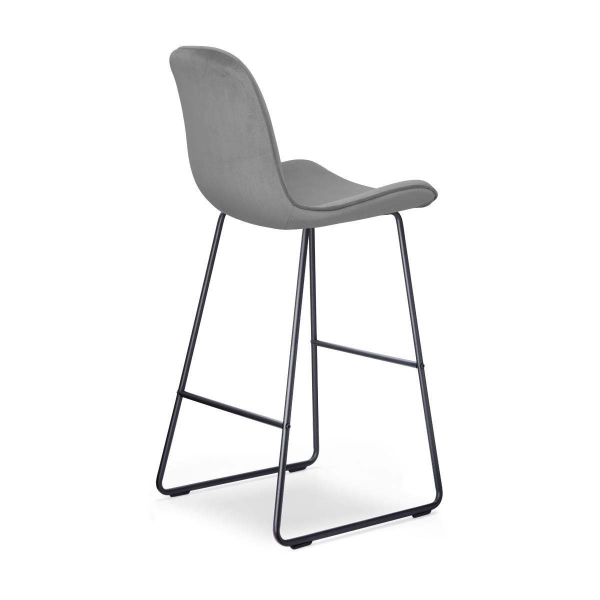 Nolon Nino-Fé Barkruk Grijs - Velvet - Zwart Onderstel - 75 cm