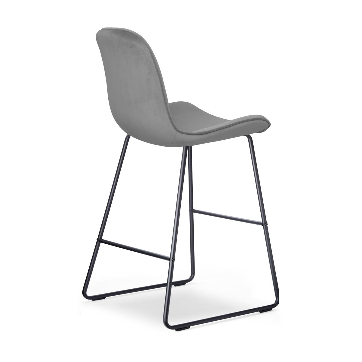 Nolon Nino-Fé Barkruk Grijs - Velvet - Zwart Onderstel - 65 cm