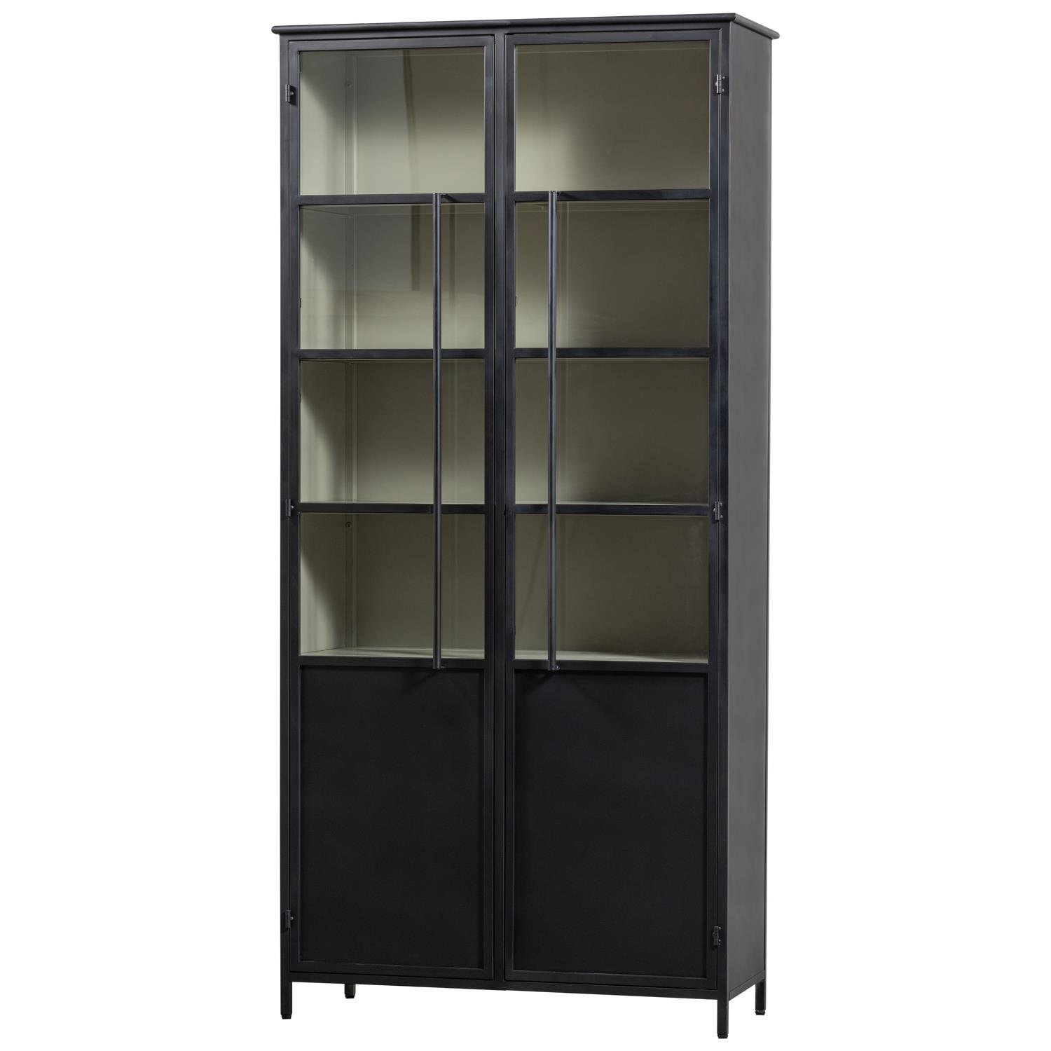 WOOOD 2-deurs vitrinekast XL Exhibit - Metaal - Zwart - 200x99x44 cm