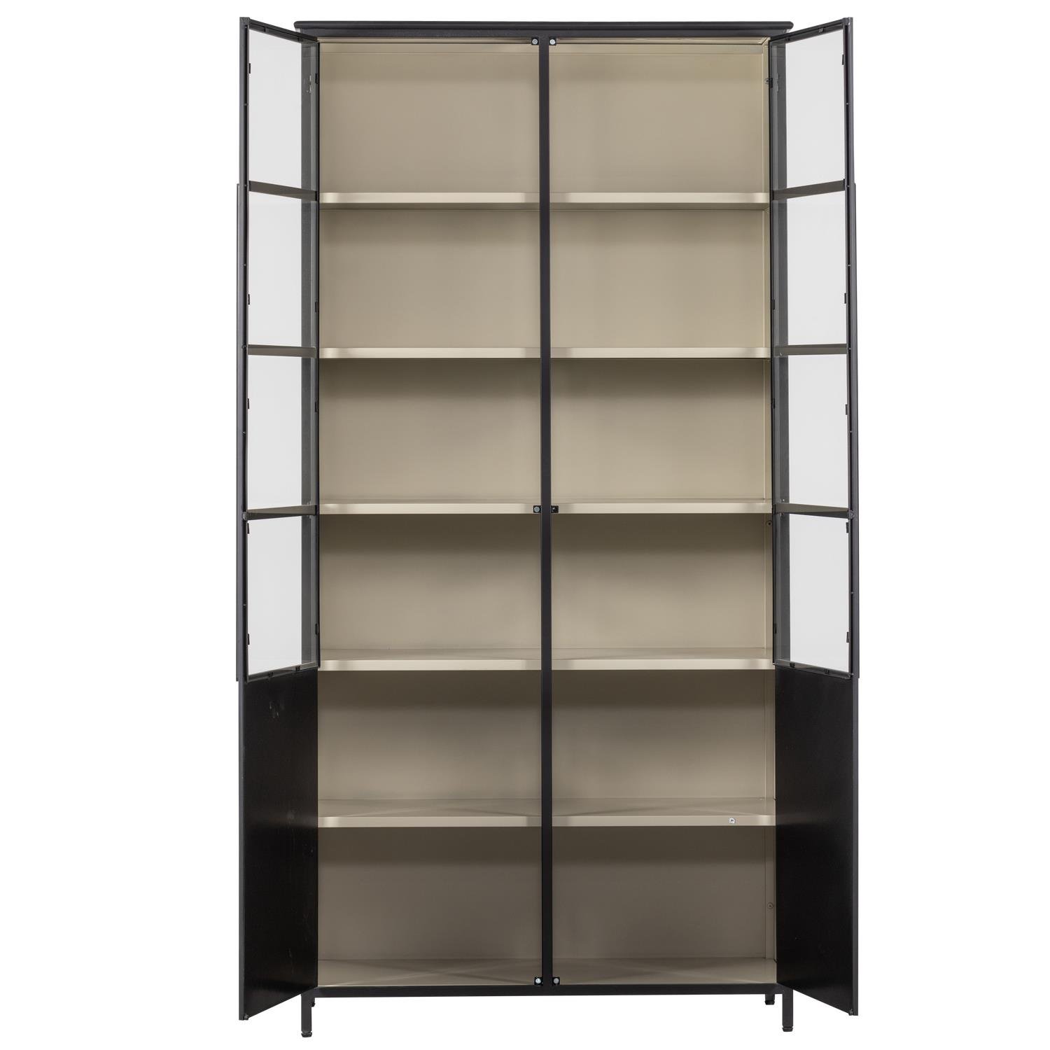 WOOOD 2-deurs vitrinekast XL Exhibit - Metaal - Zwart - 200x99x44 cm