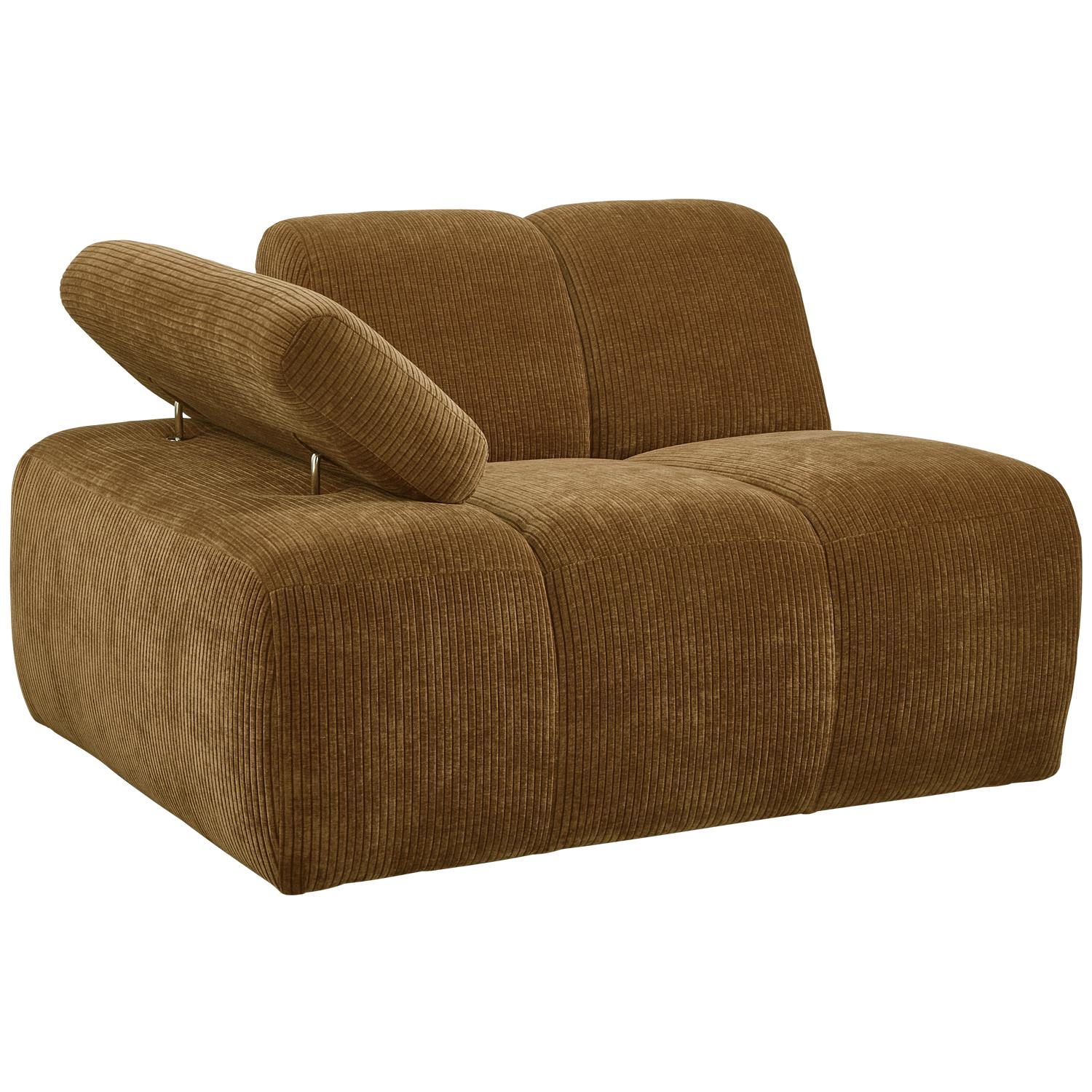 WOOOD Mojo 1-Zits Bank Met Arm Links - Ribstof - Geel - 74x120x97